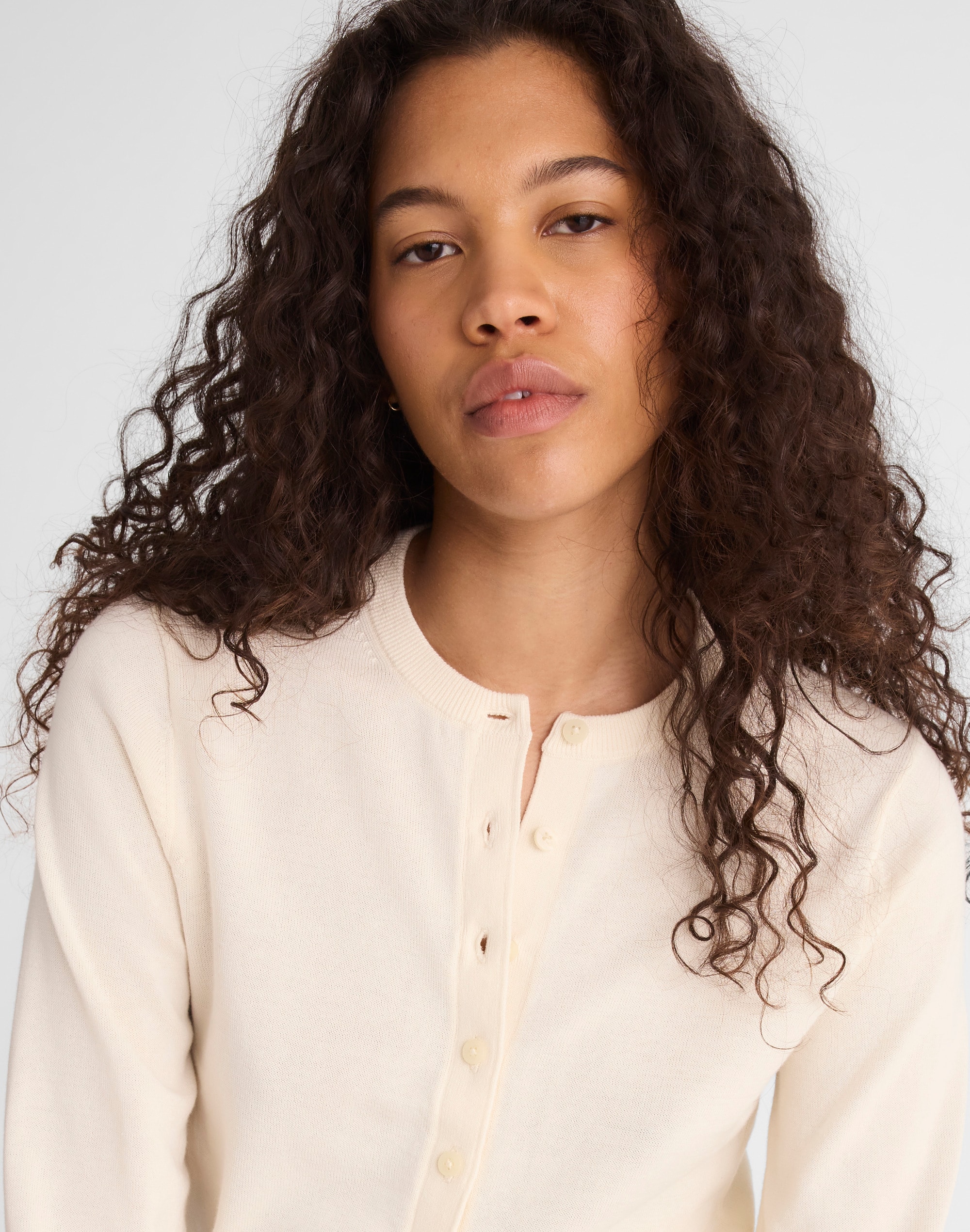 Button-Front Cardigan in 100% Cotton