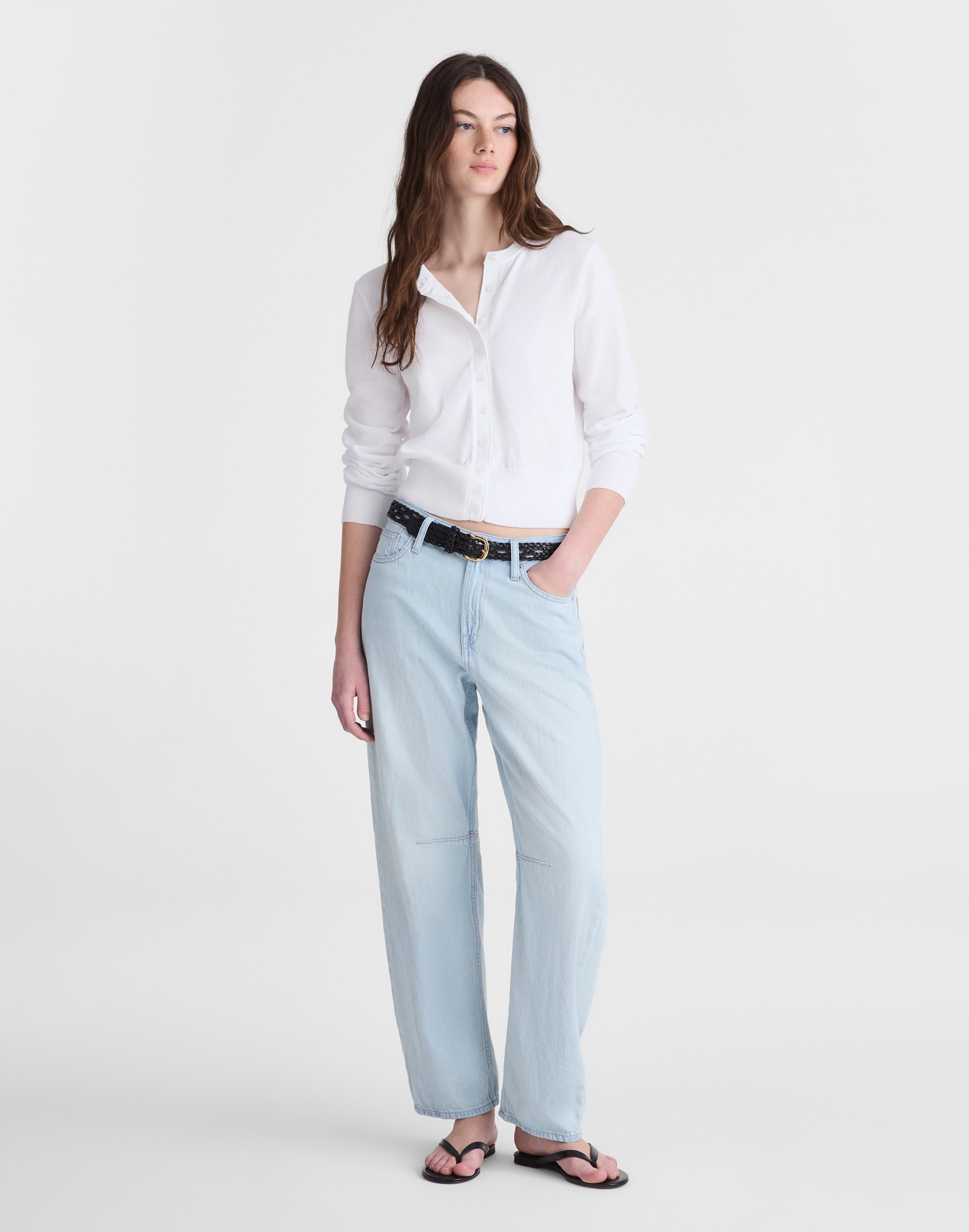 Button-Front Cardigan in 100% Cotton