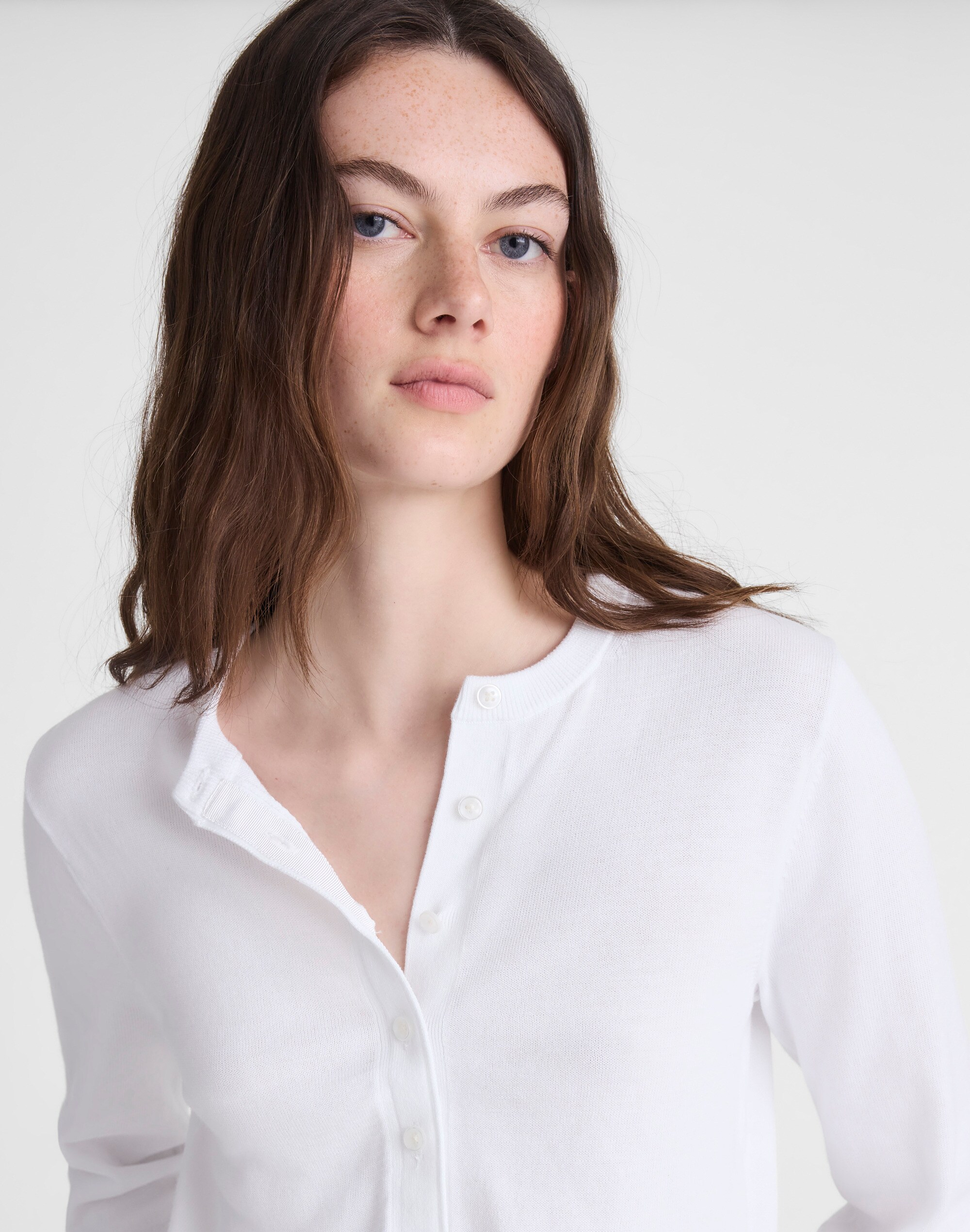 Button-Front Cardigan in 100% Cotton