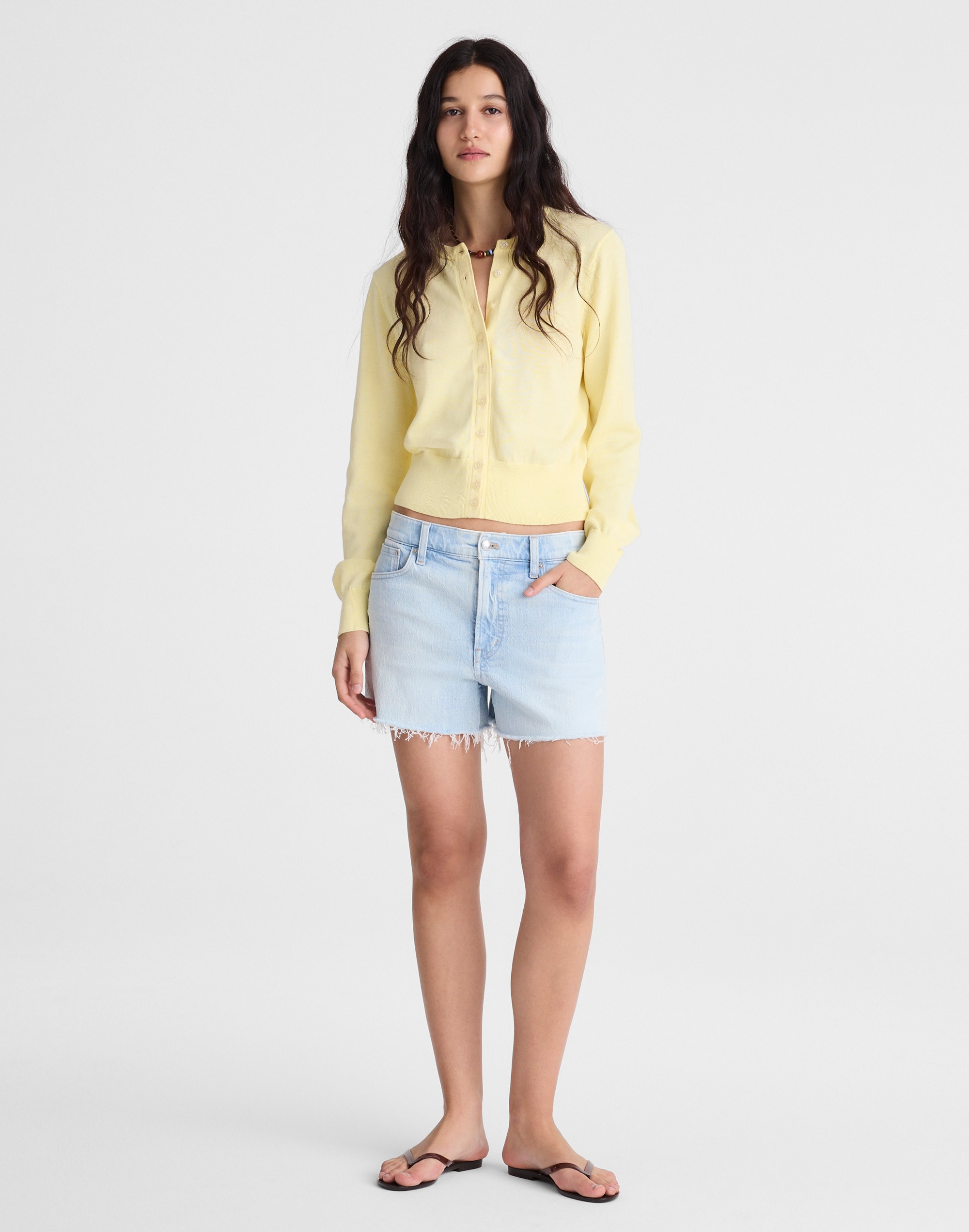 Button-Front Cardigan in 100% Cotton