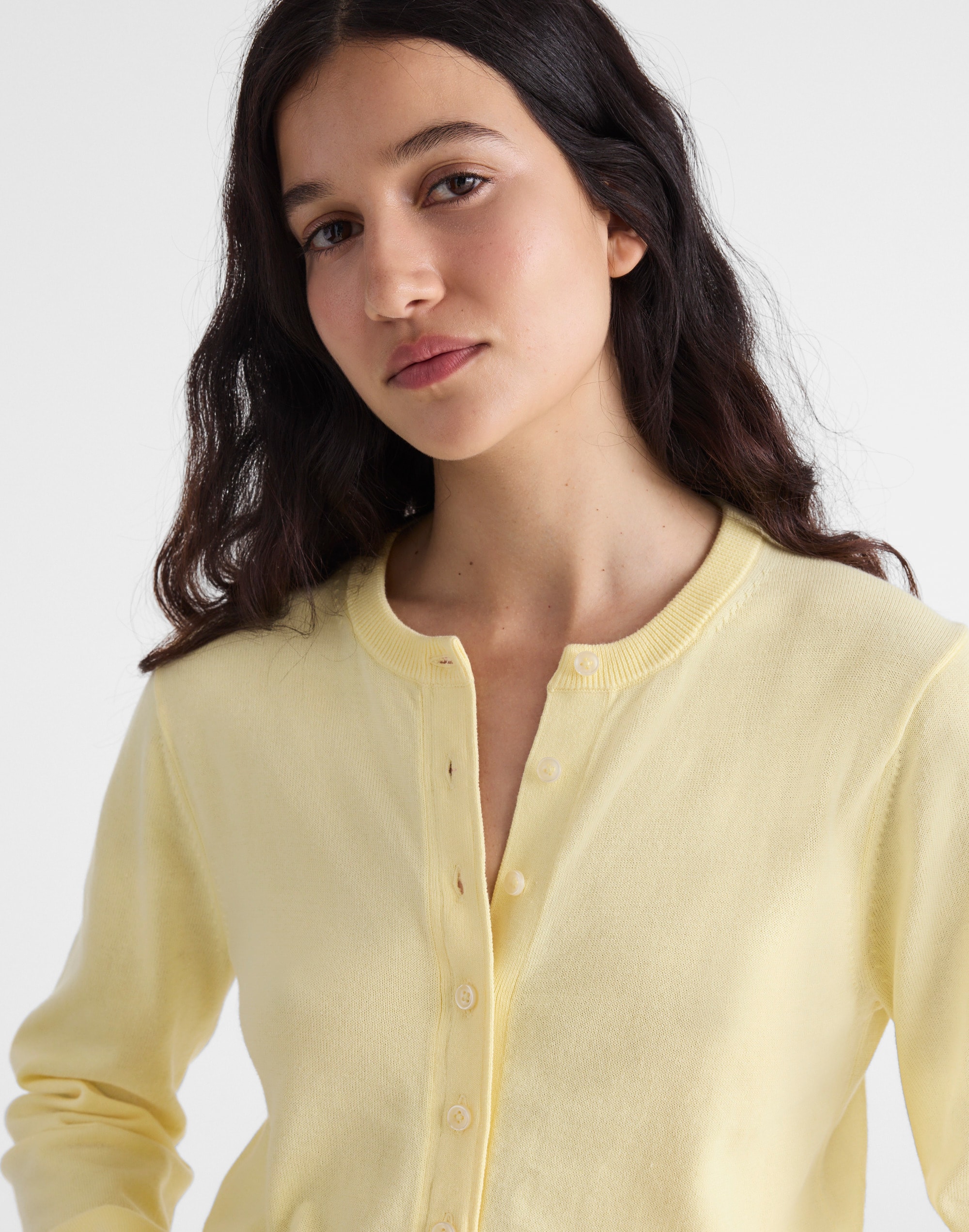 Button-Front Cardigan in 100% Cotton