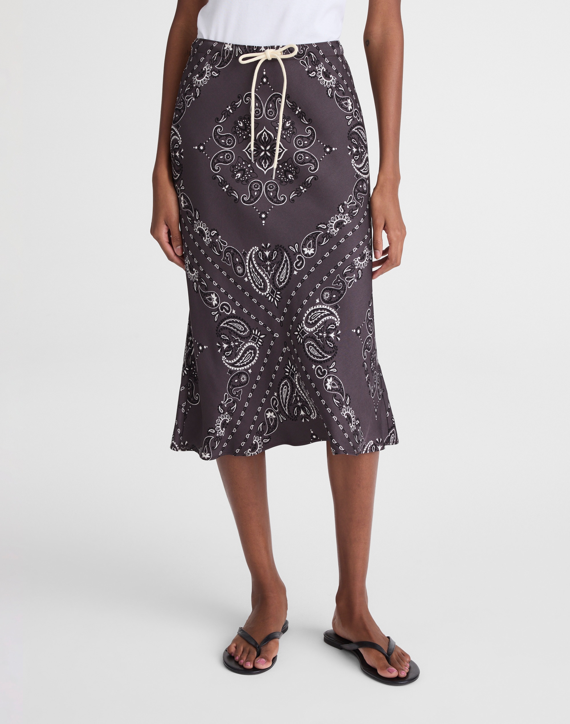 Madewell Drawstring Midi Skirt In Multi