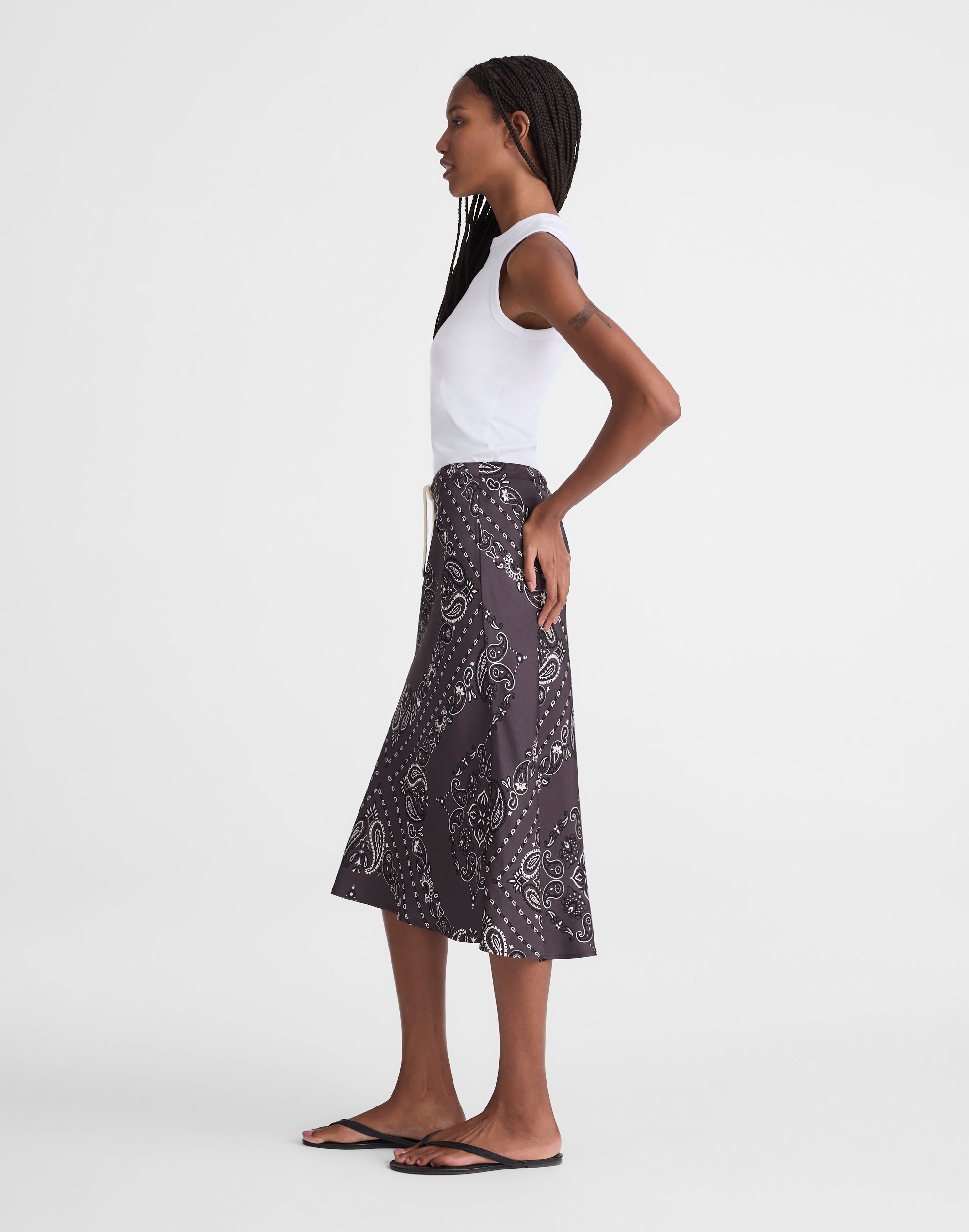 Drawstring Midi Skirt