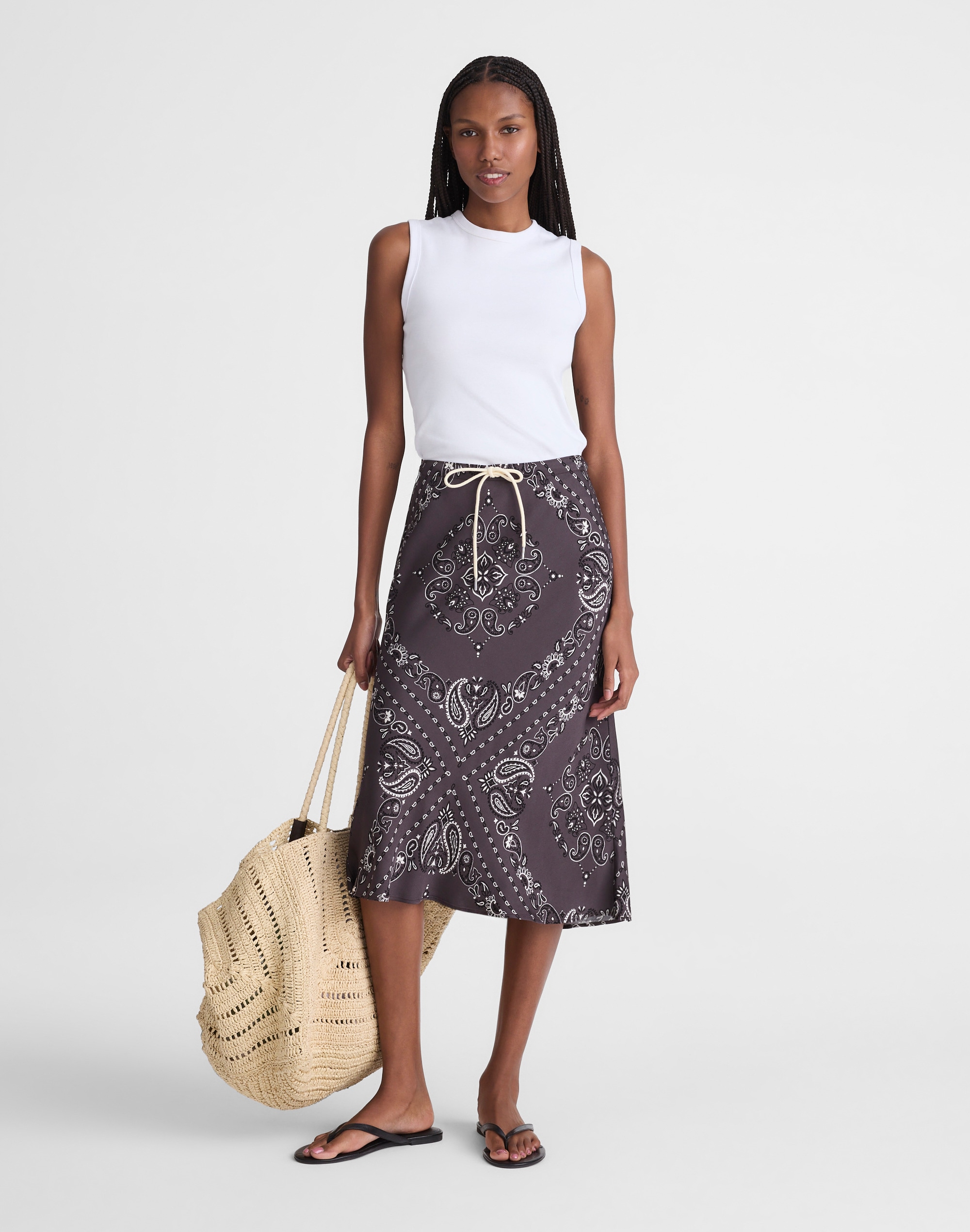 Drawstring Midi Skirt