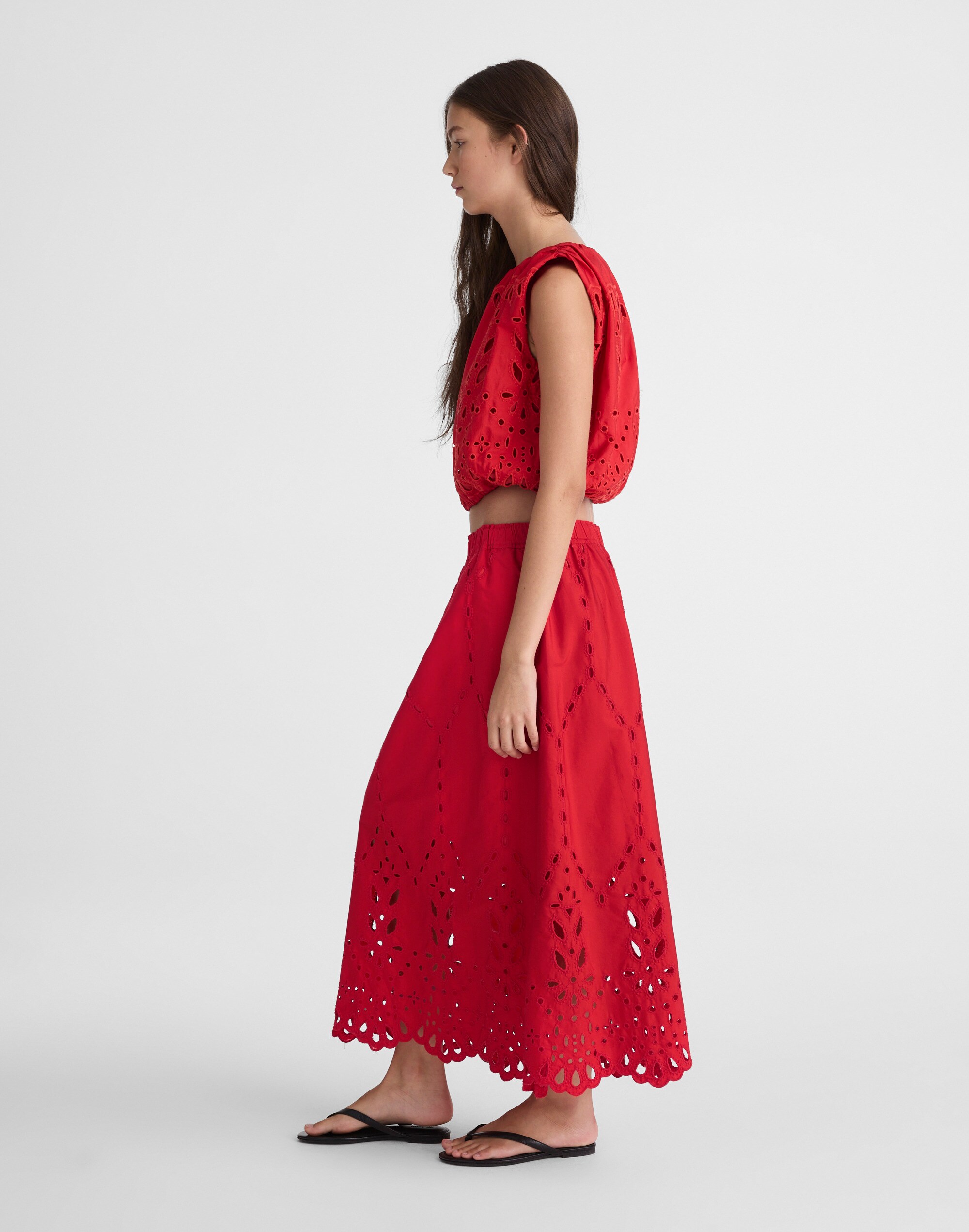 Embroidered Midi Skirt