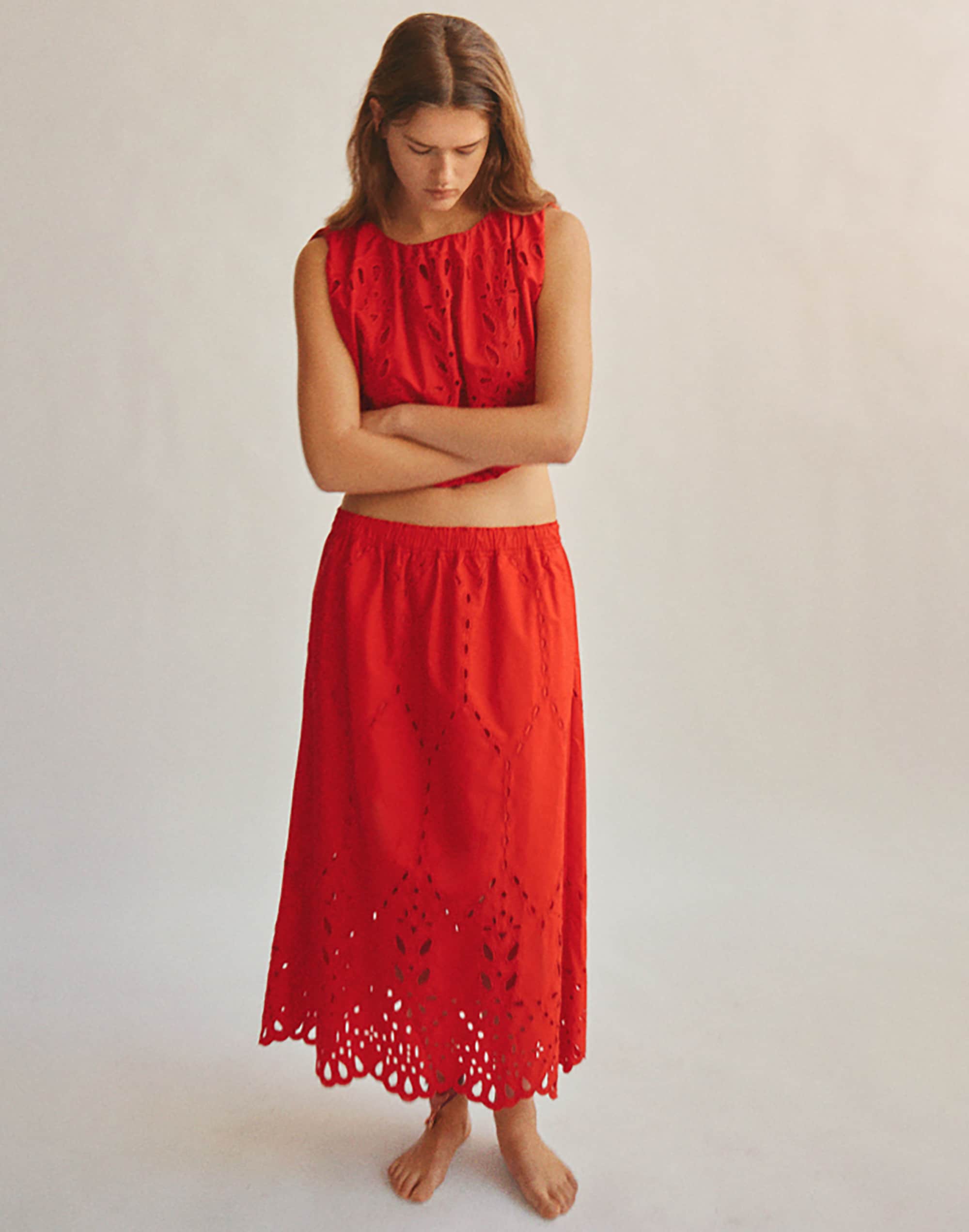 Embroidered Midi Skirt