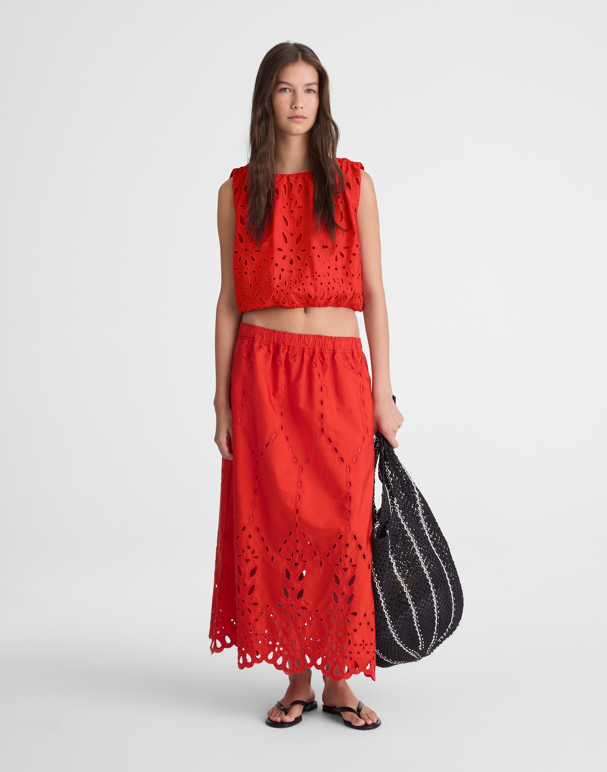 embroidered midi skirt