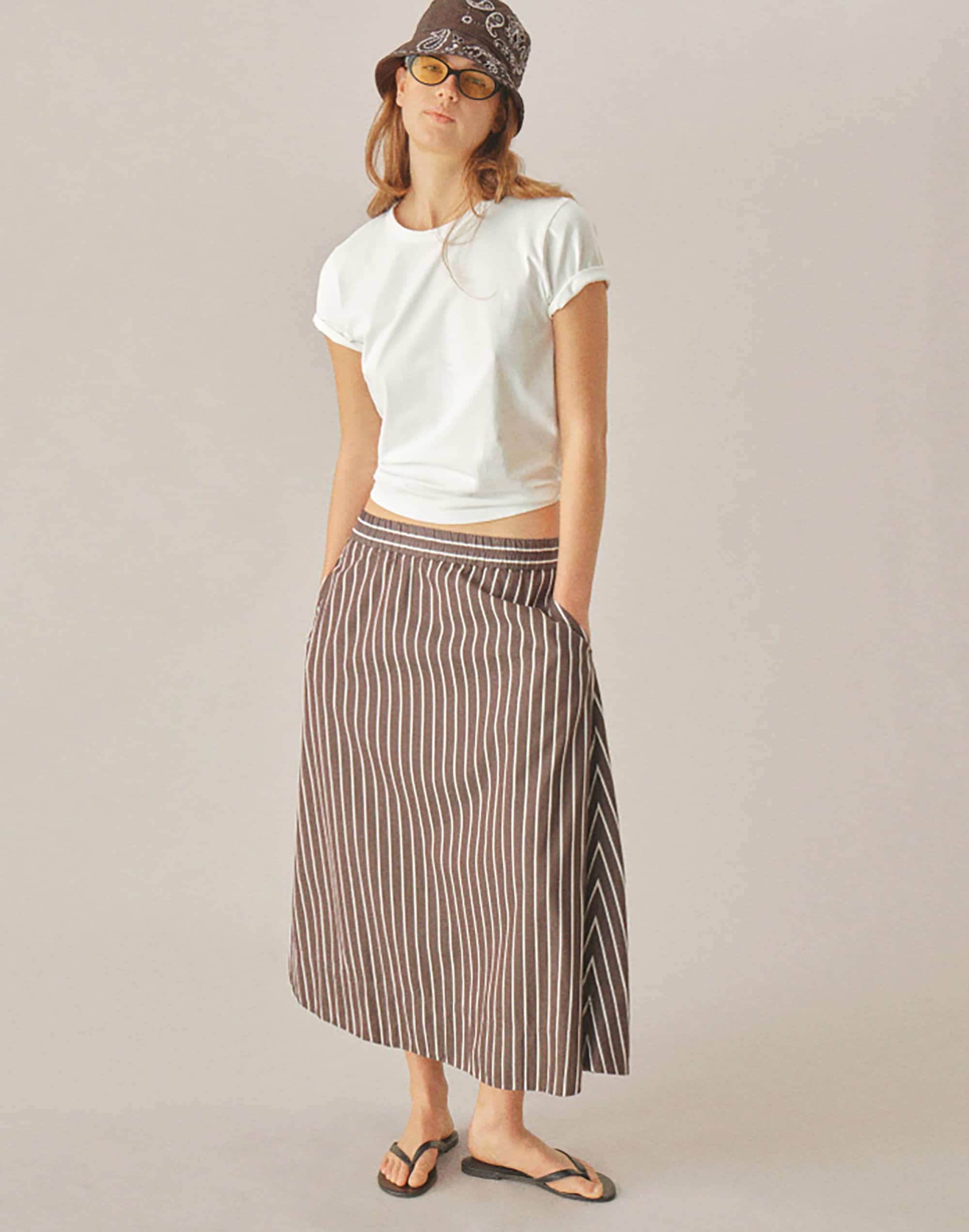 A-Line Midi Skirt in Poplin