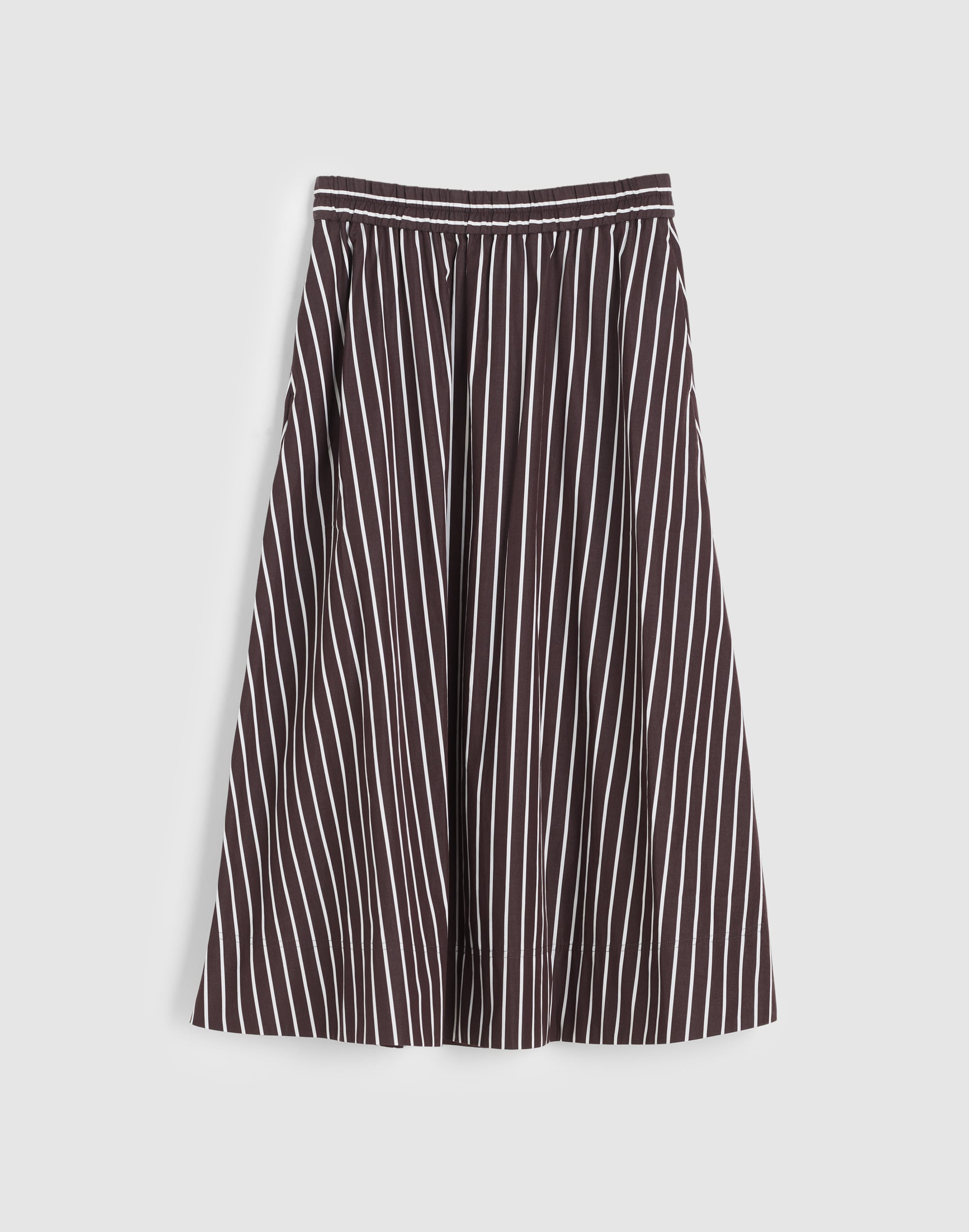 A-Line Midi Skirt in Striped Poplin