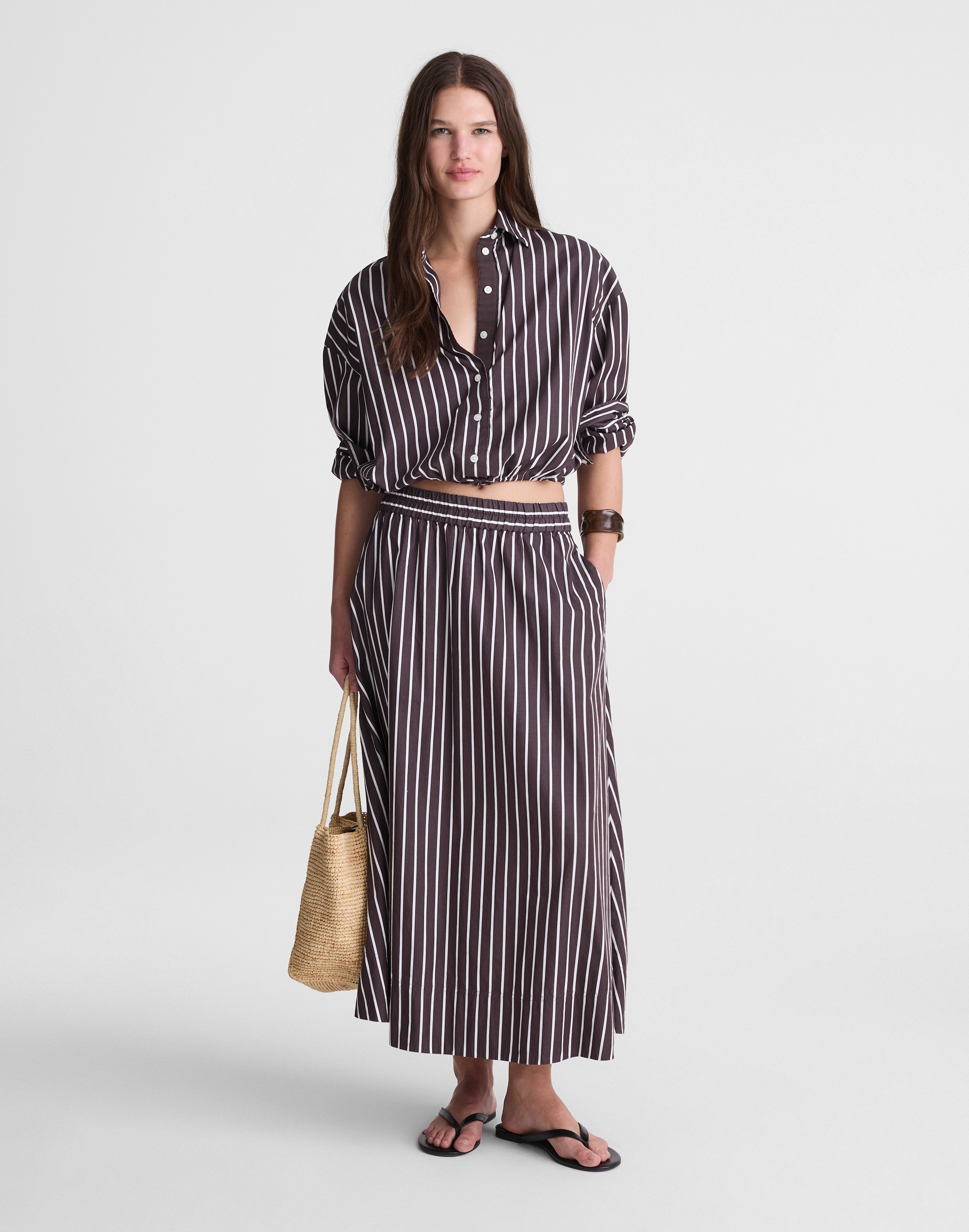 A-Line Midi Skirt in Poplin