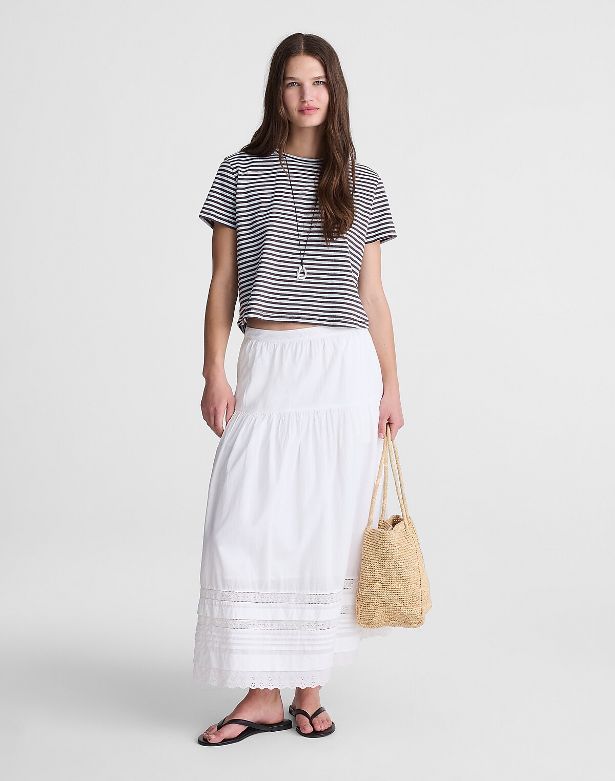 Pintucked Midi Skirt