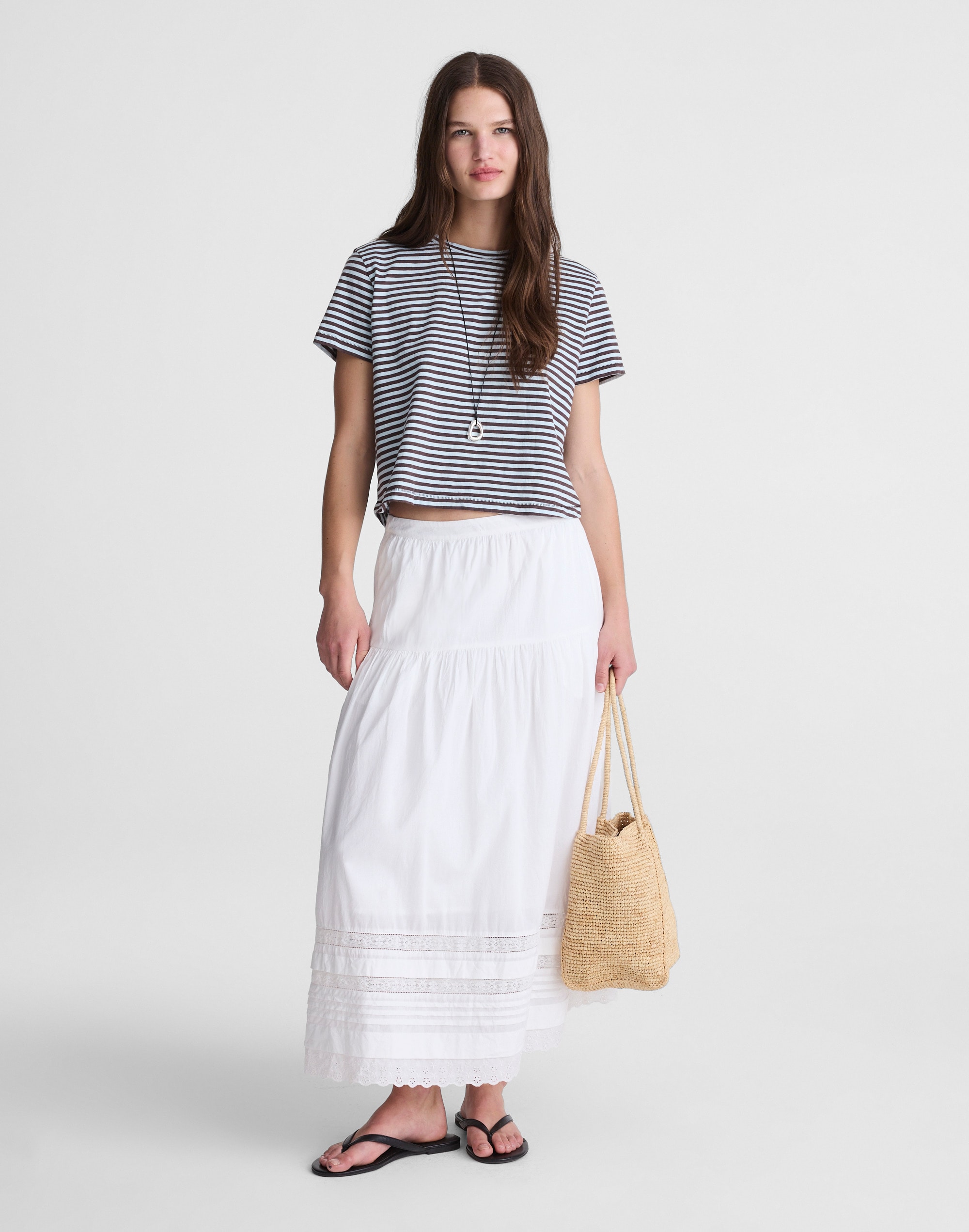 pintucked midi skirt