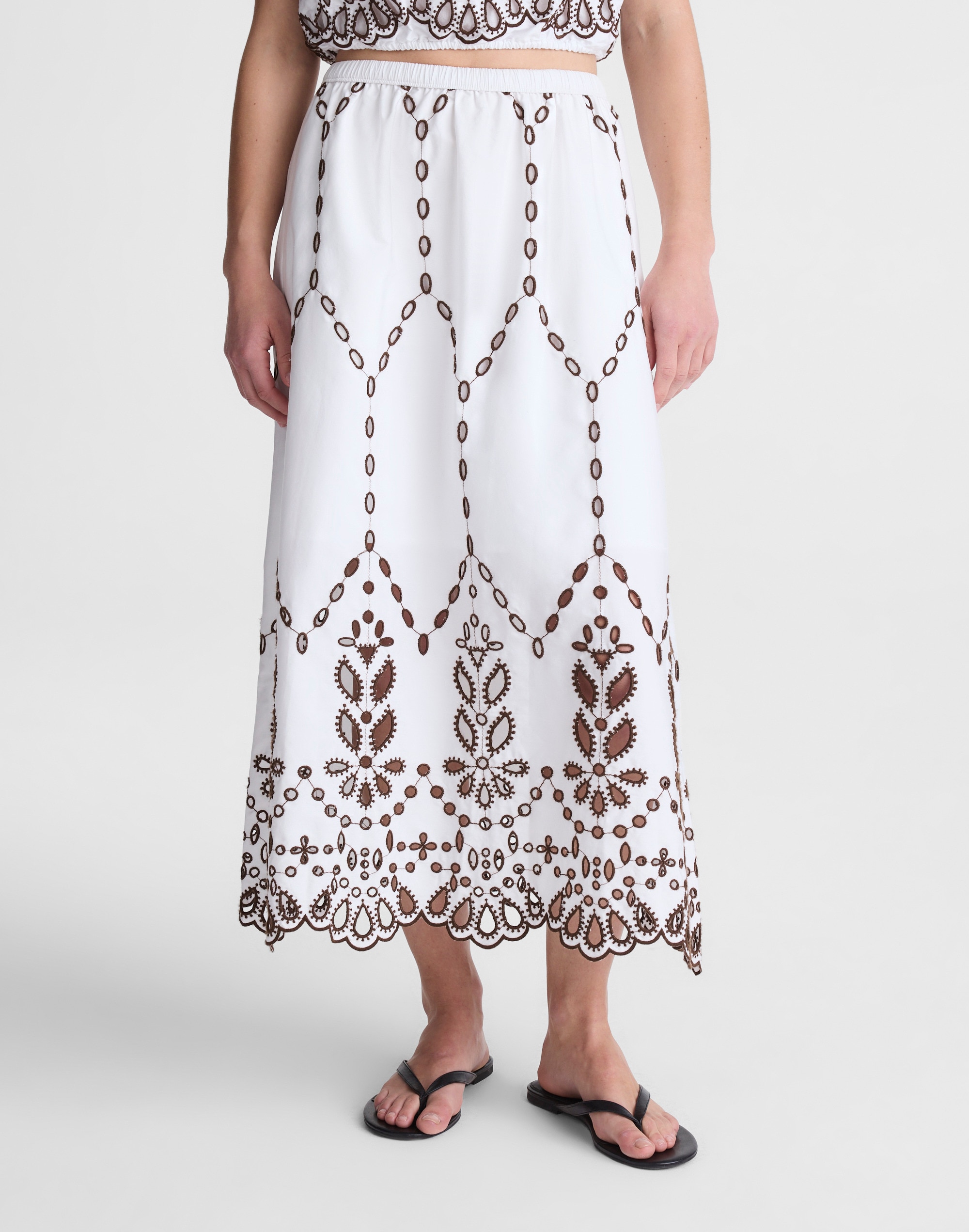 Embroidered Midi Skirt