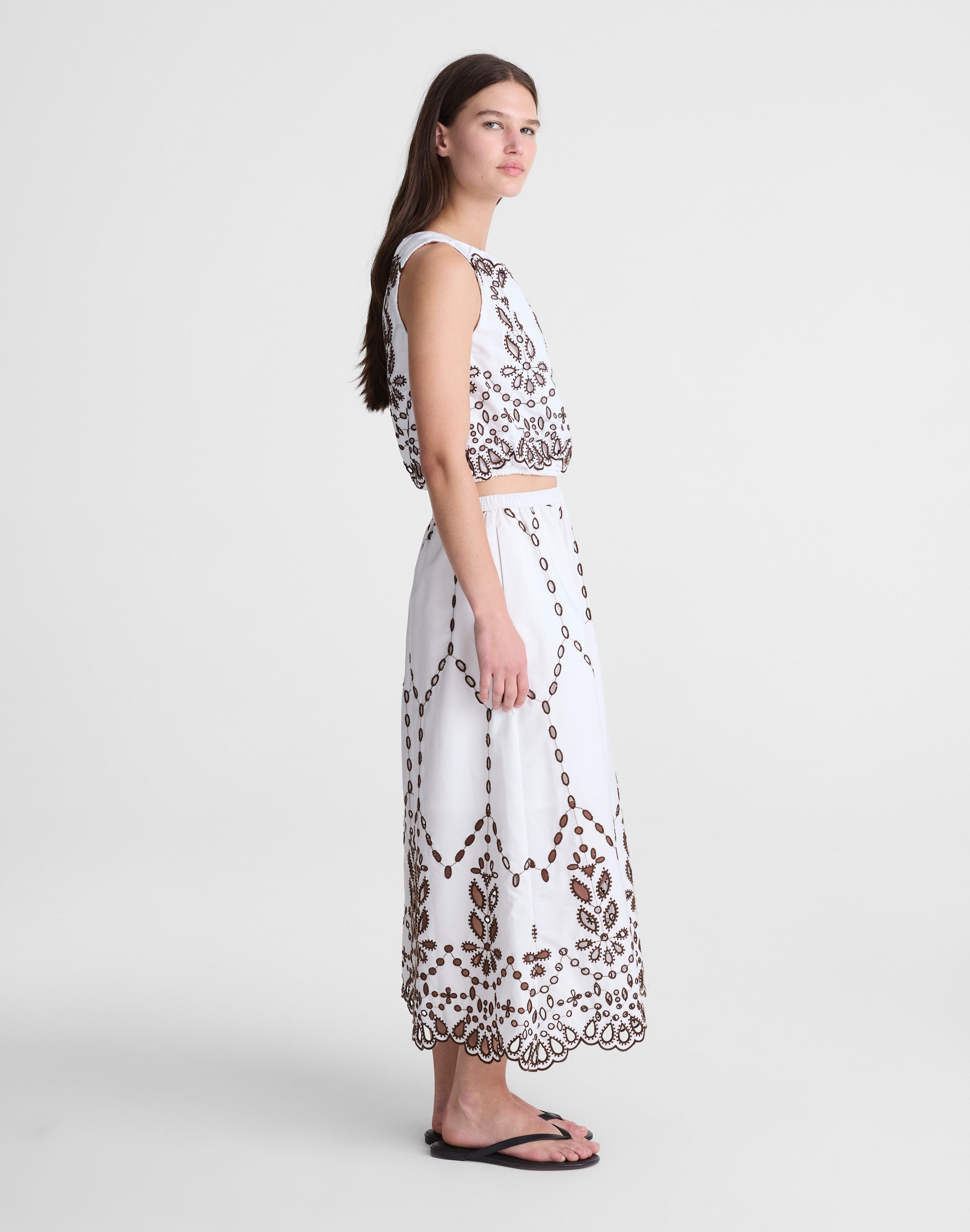 Embroidered Midi Skirt