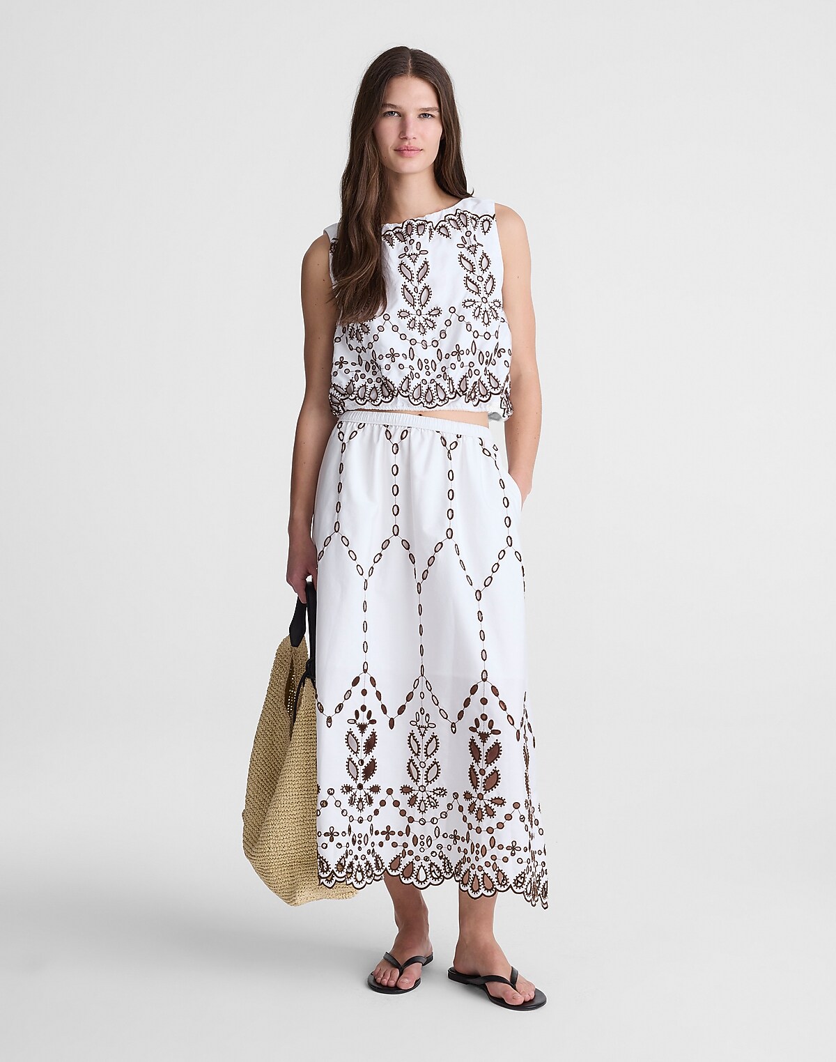 Embroidered Midi Skirt