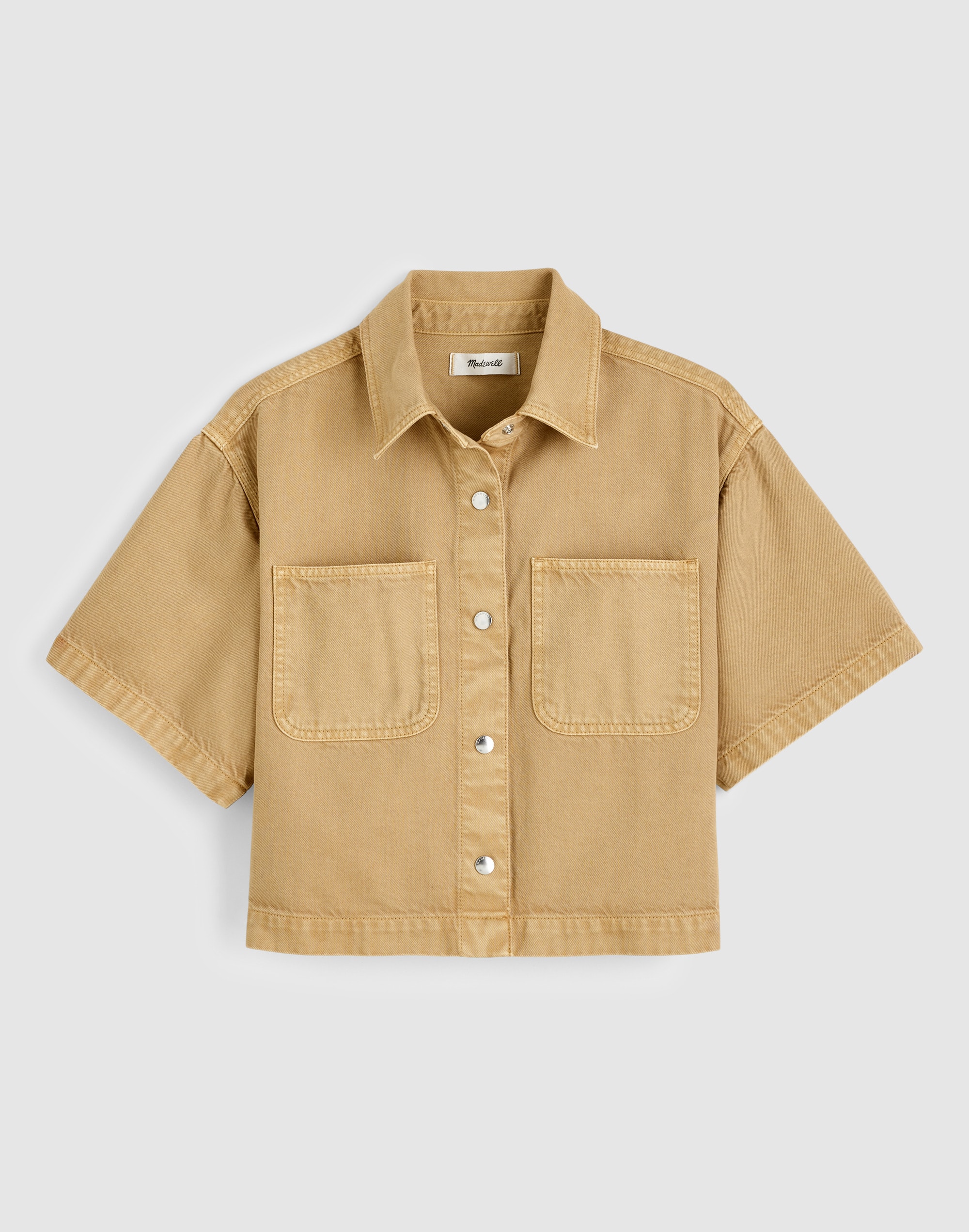 Boxy Crop Button-Up Shirt in Airy Denim