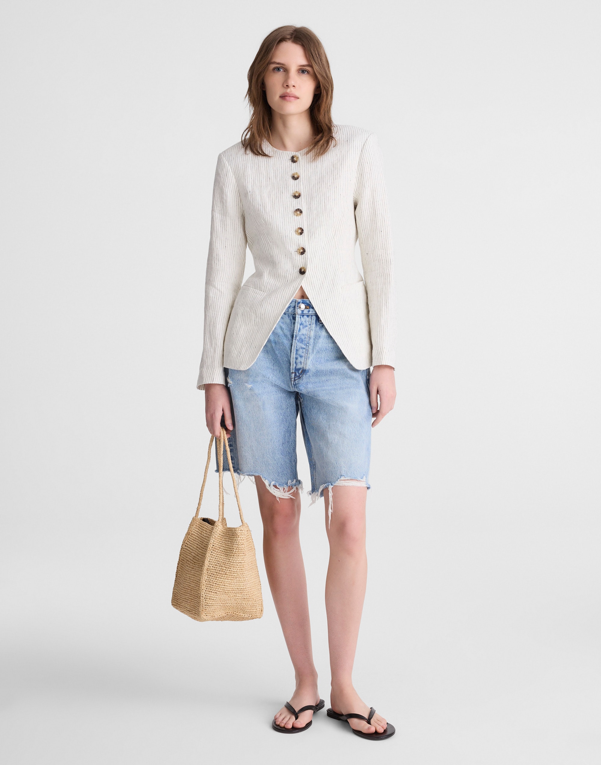 The Nolita Cutaway Blazer in 100% Linen