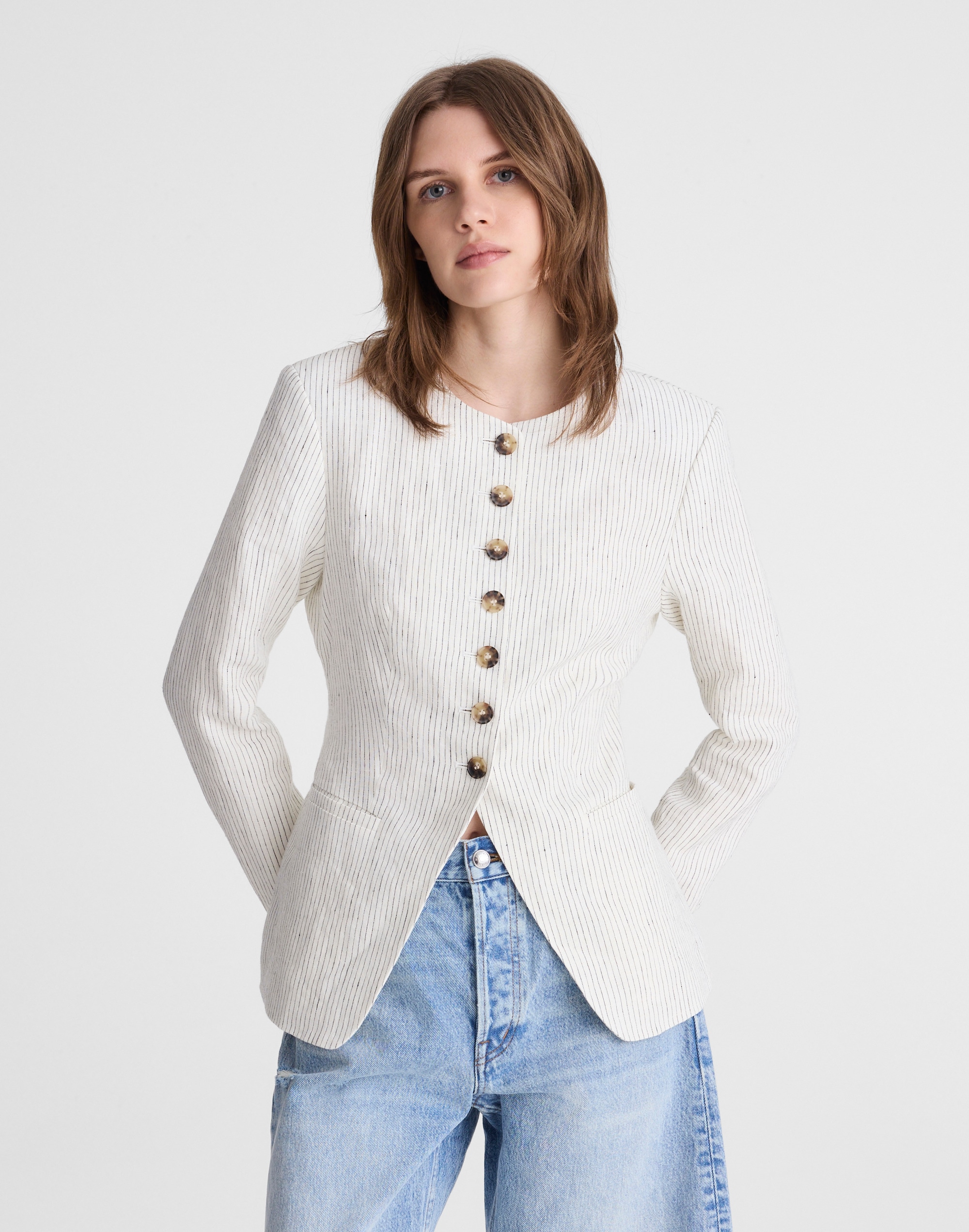 The Nolita Cutaway Blazer in 100% Linen from Madewell - $178