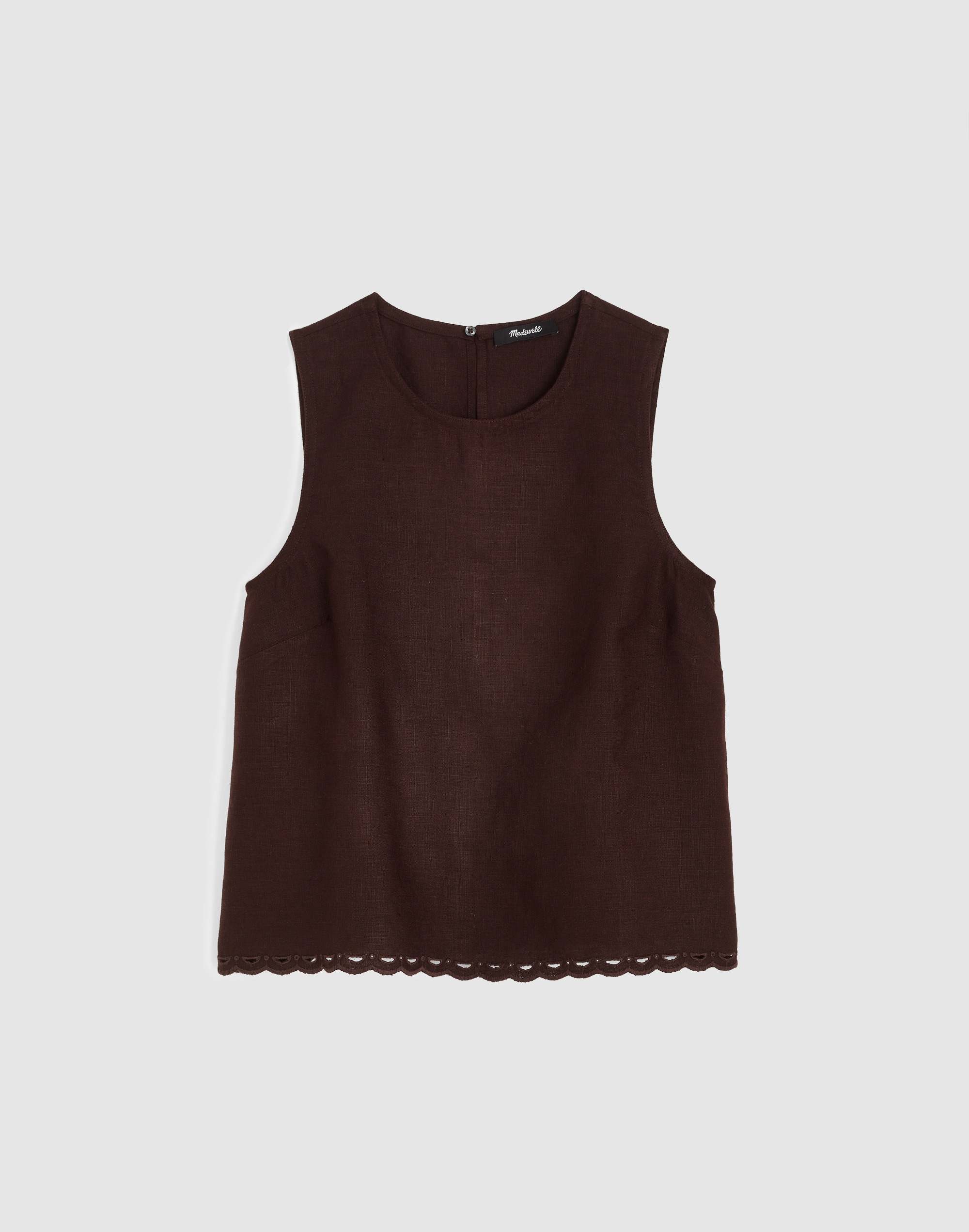 Lace-Trim Shell Top in 100% Linen