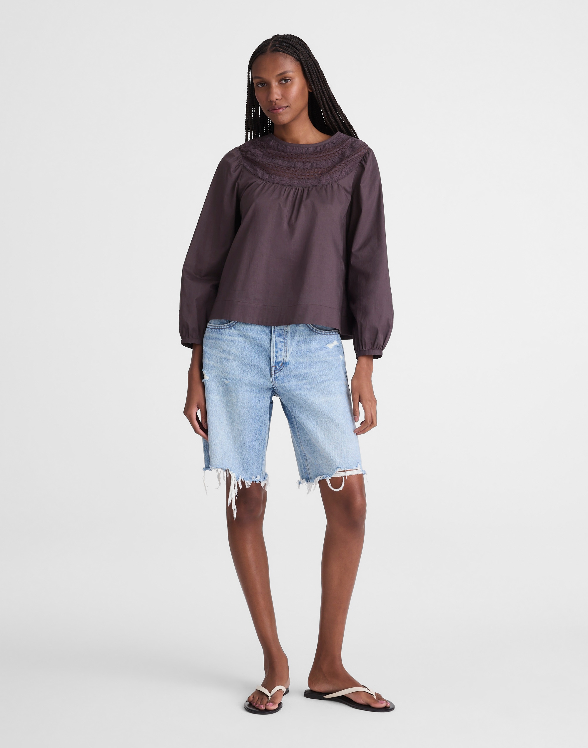 Lace-Insert High-Neck Top