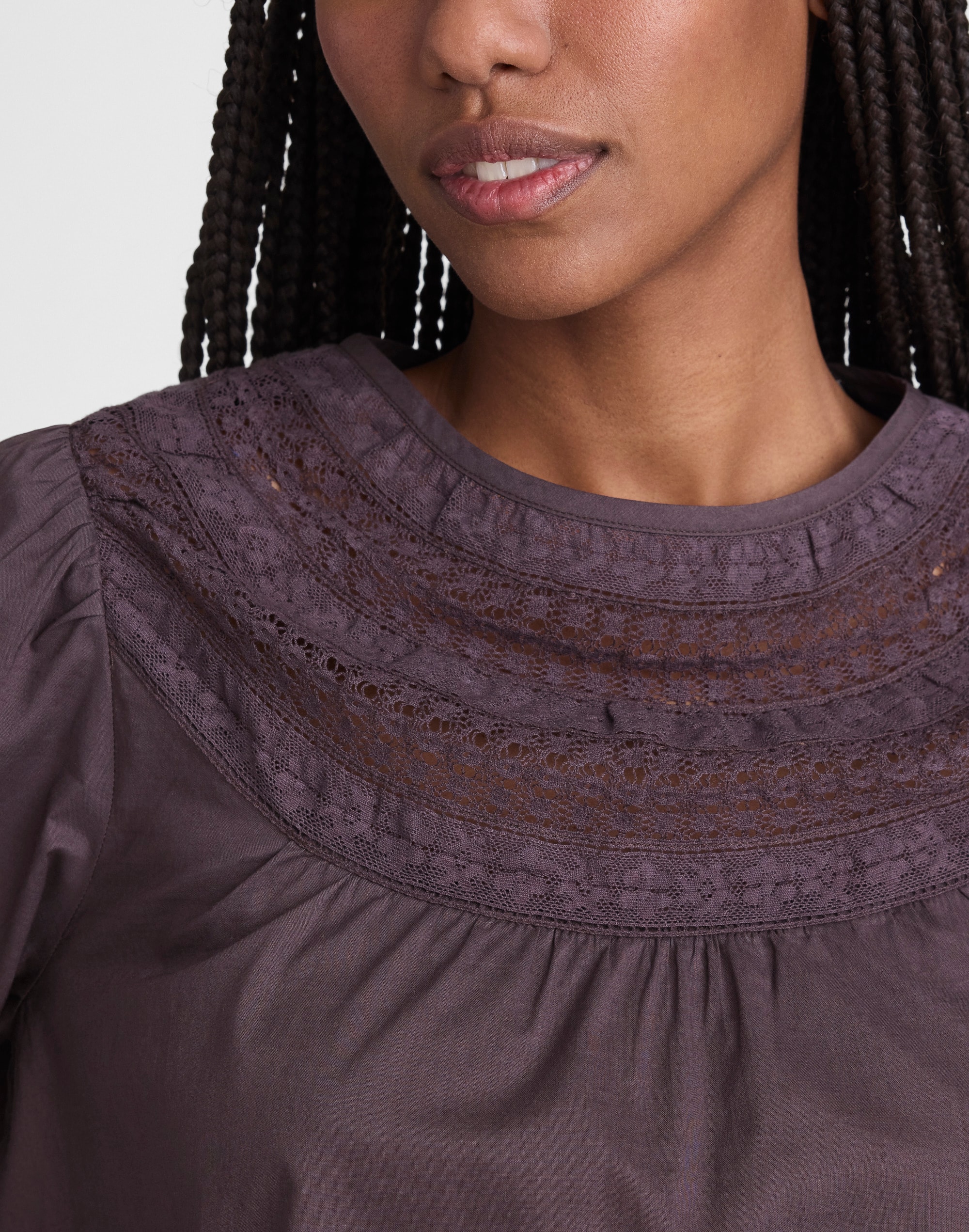 Lace-Insert High-Neck Top