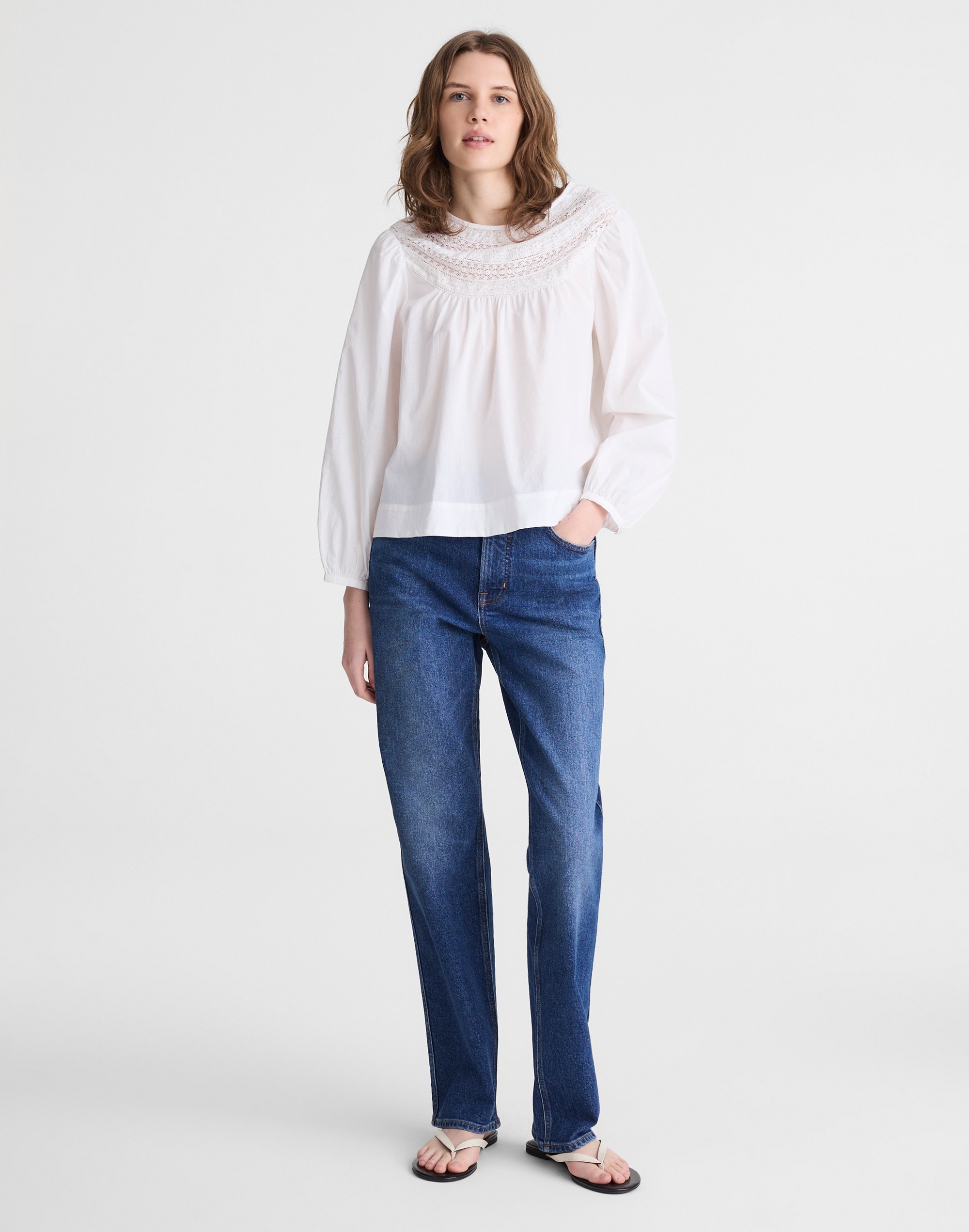 Lace-Insert High-Neck Top