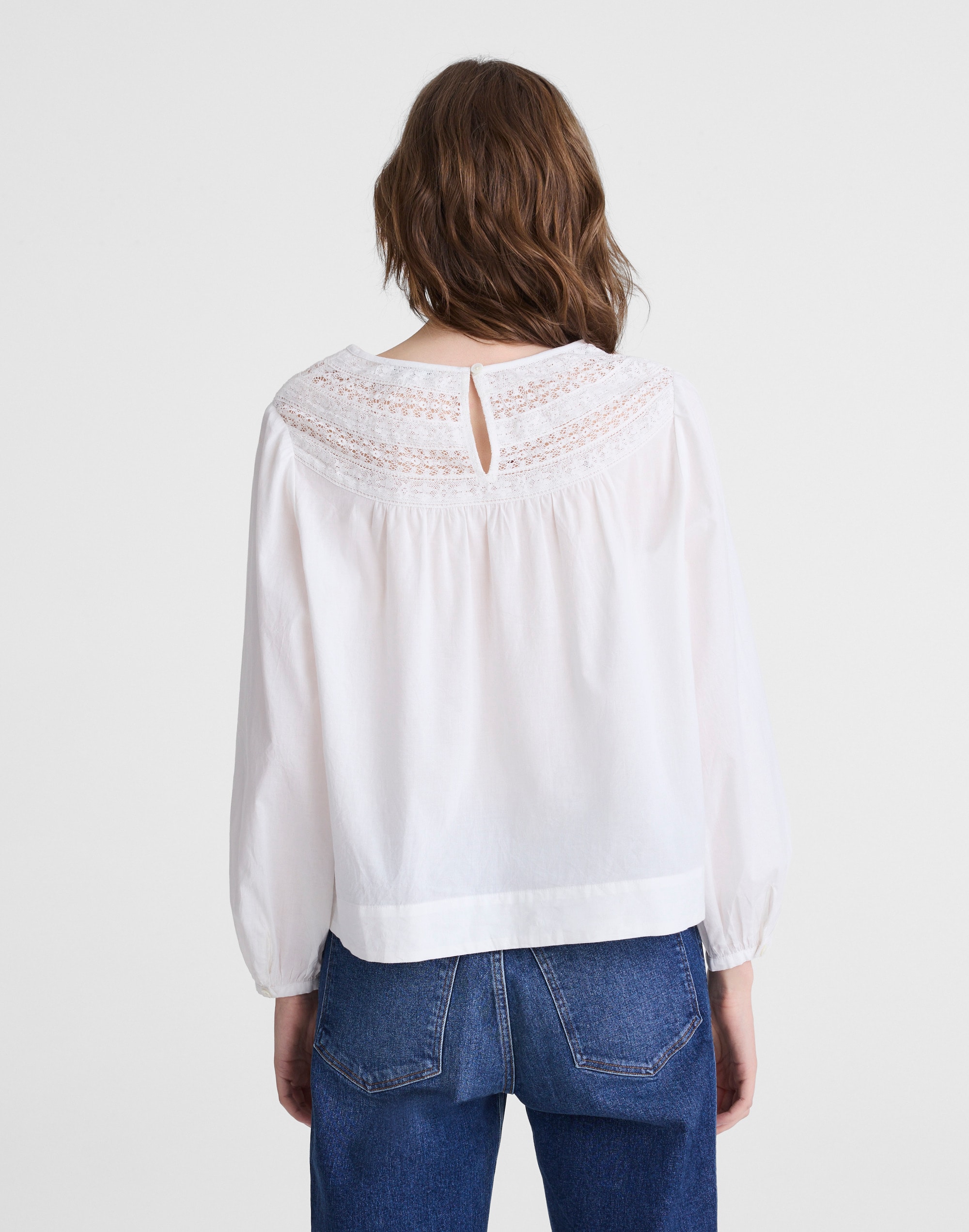 Lace-Insert High-Neck Top