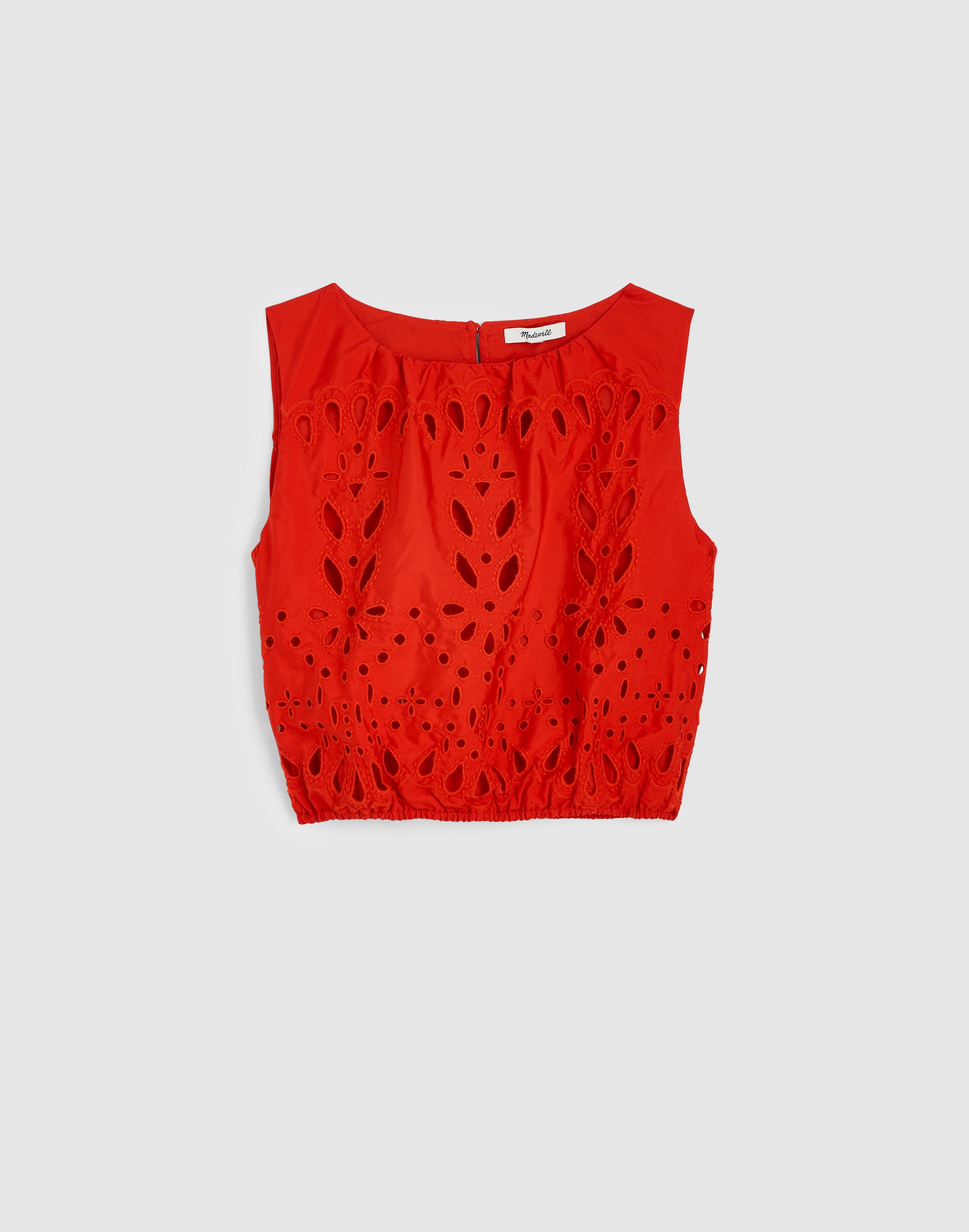 Embroidered Sleeveless Bubble Top in Poplin