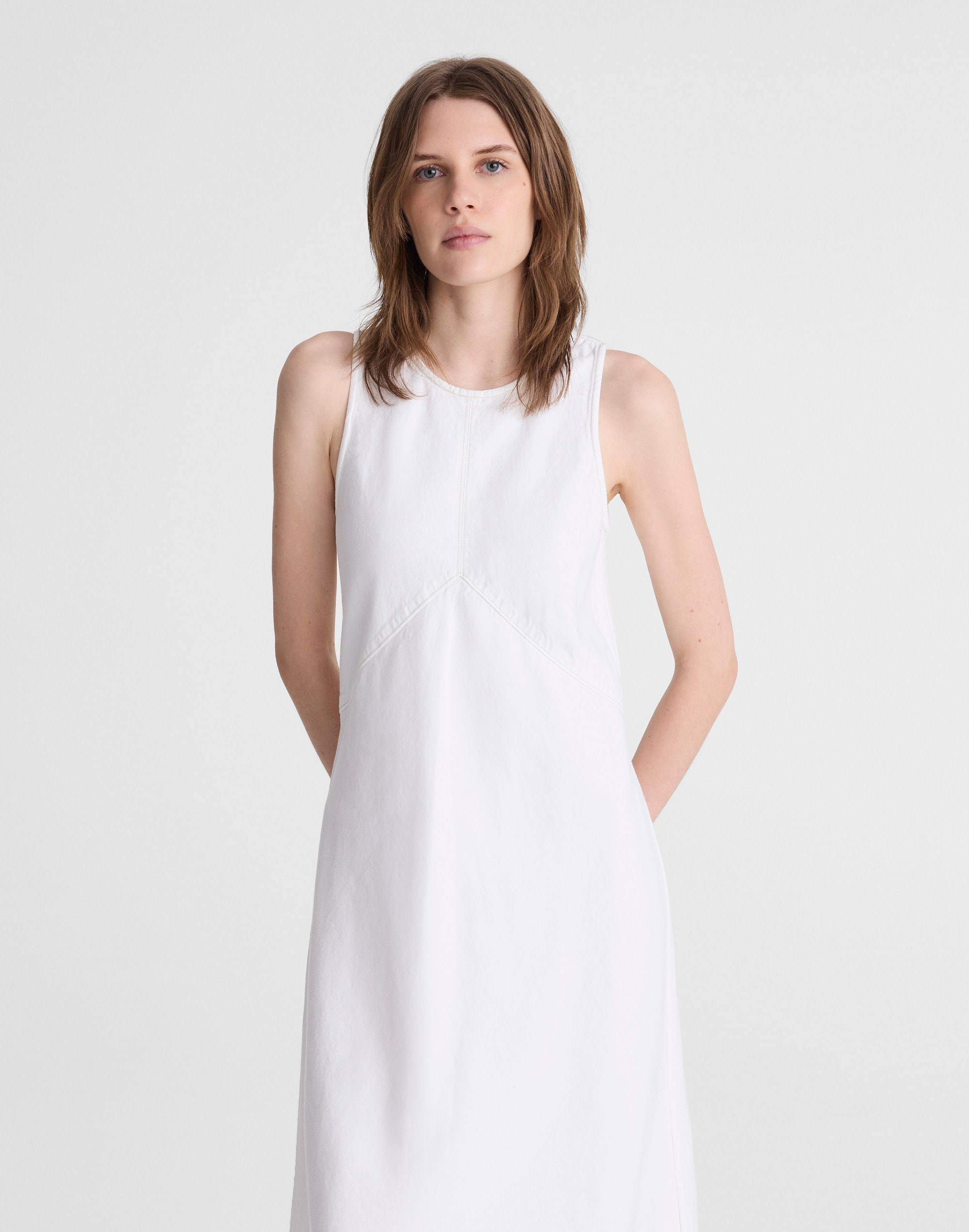 Denim Seamed Maxi Dress