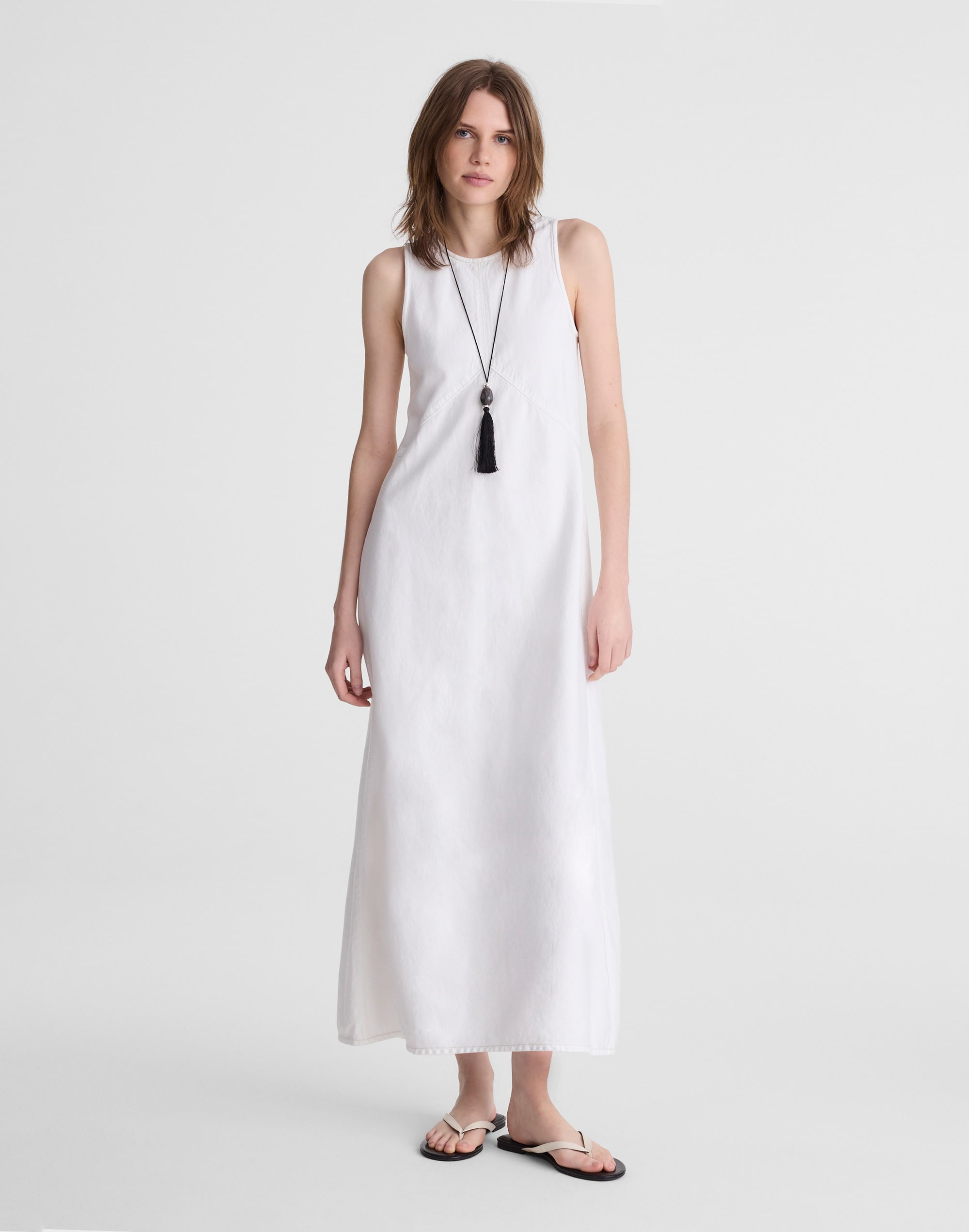 Madewell Denim Seamed Maxi Dress In White