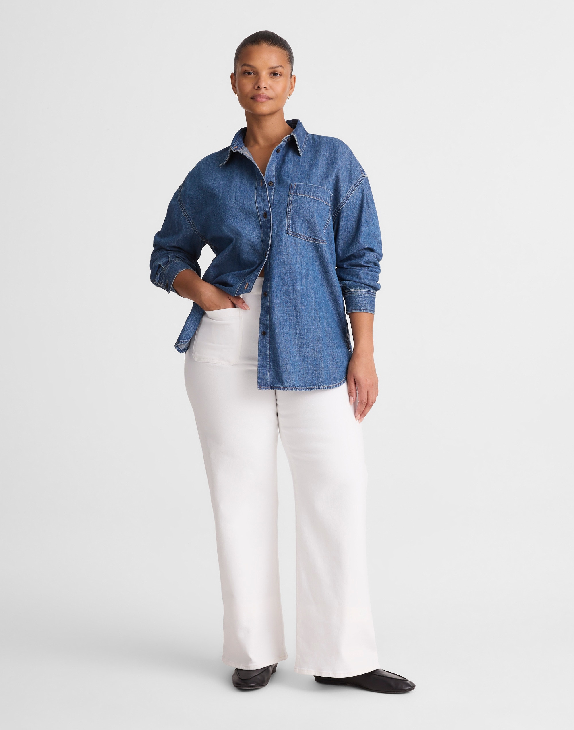 the plus emmy wide-leg jean in tile white