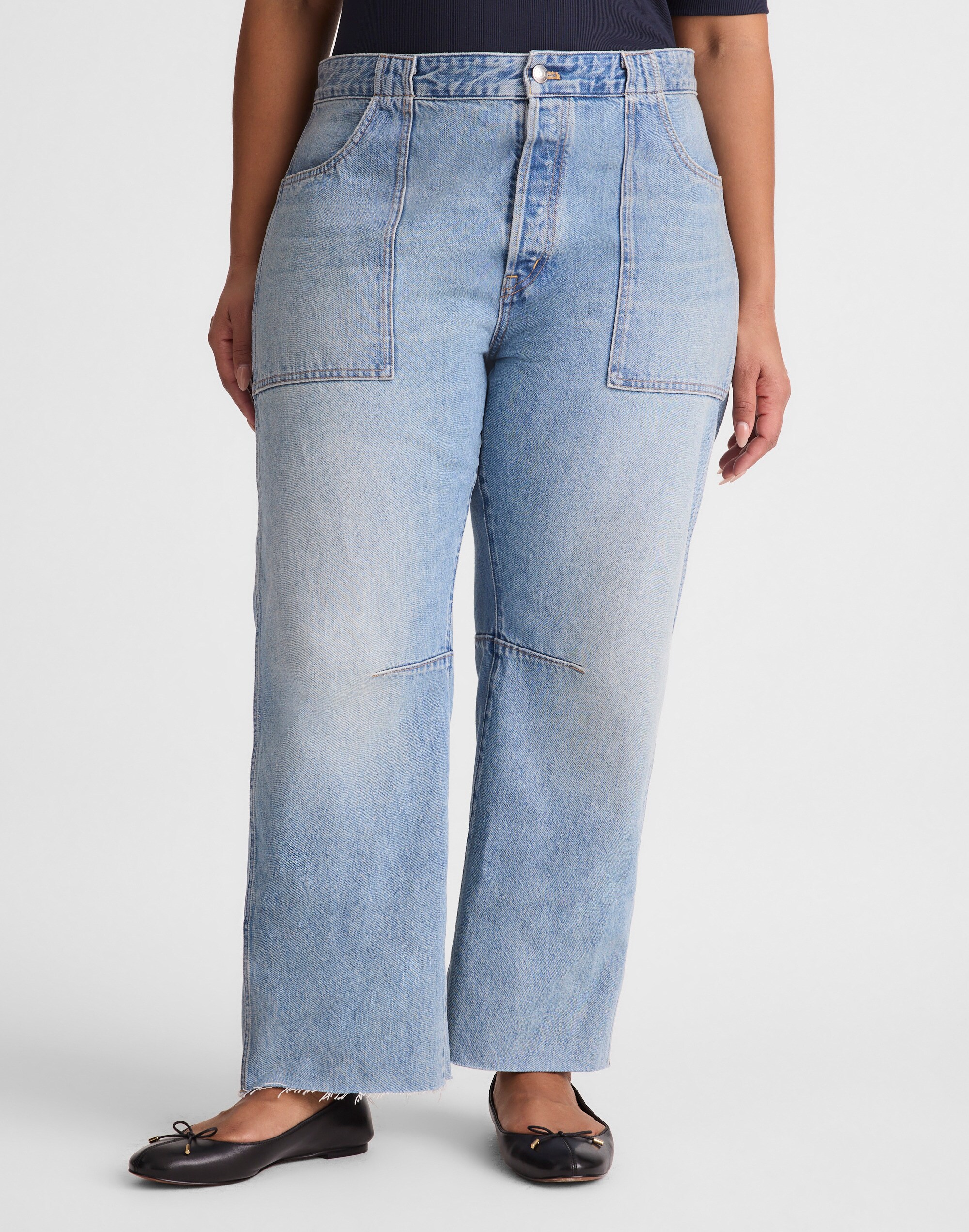 The Plus Darted Utility Barrel-Leg Jean in Faded Horizon