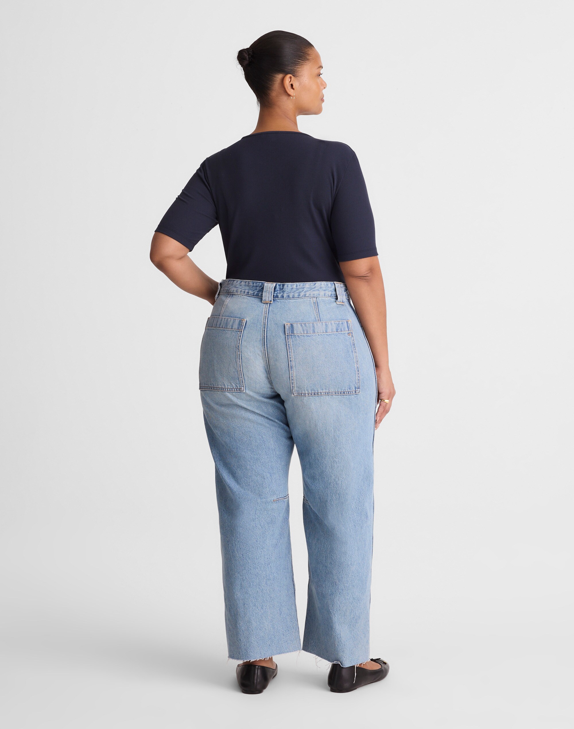 The Plus Darted Utility Barrel-Leg Jean in Faded Horizon