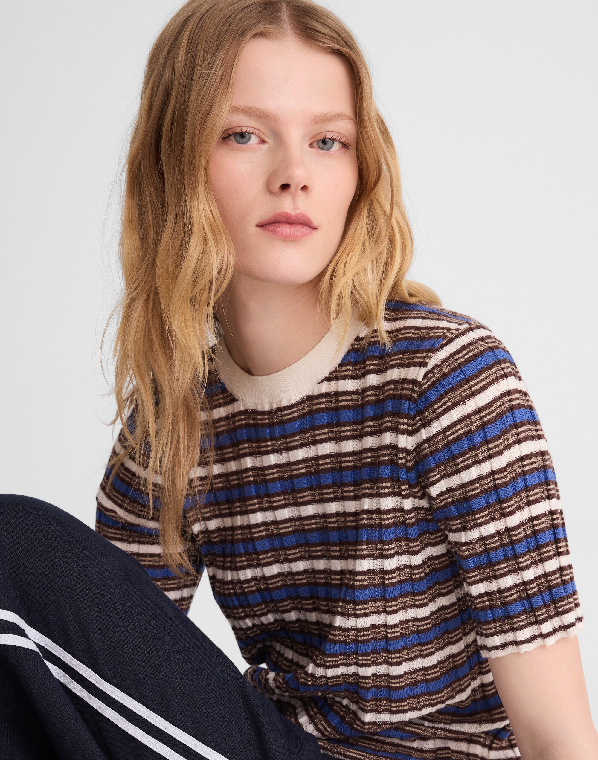 Crewneck Sweater Tee in Merino Wool-Silk Blend