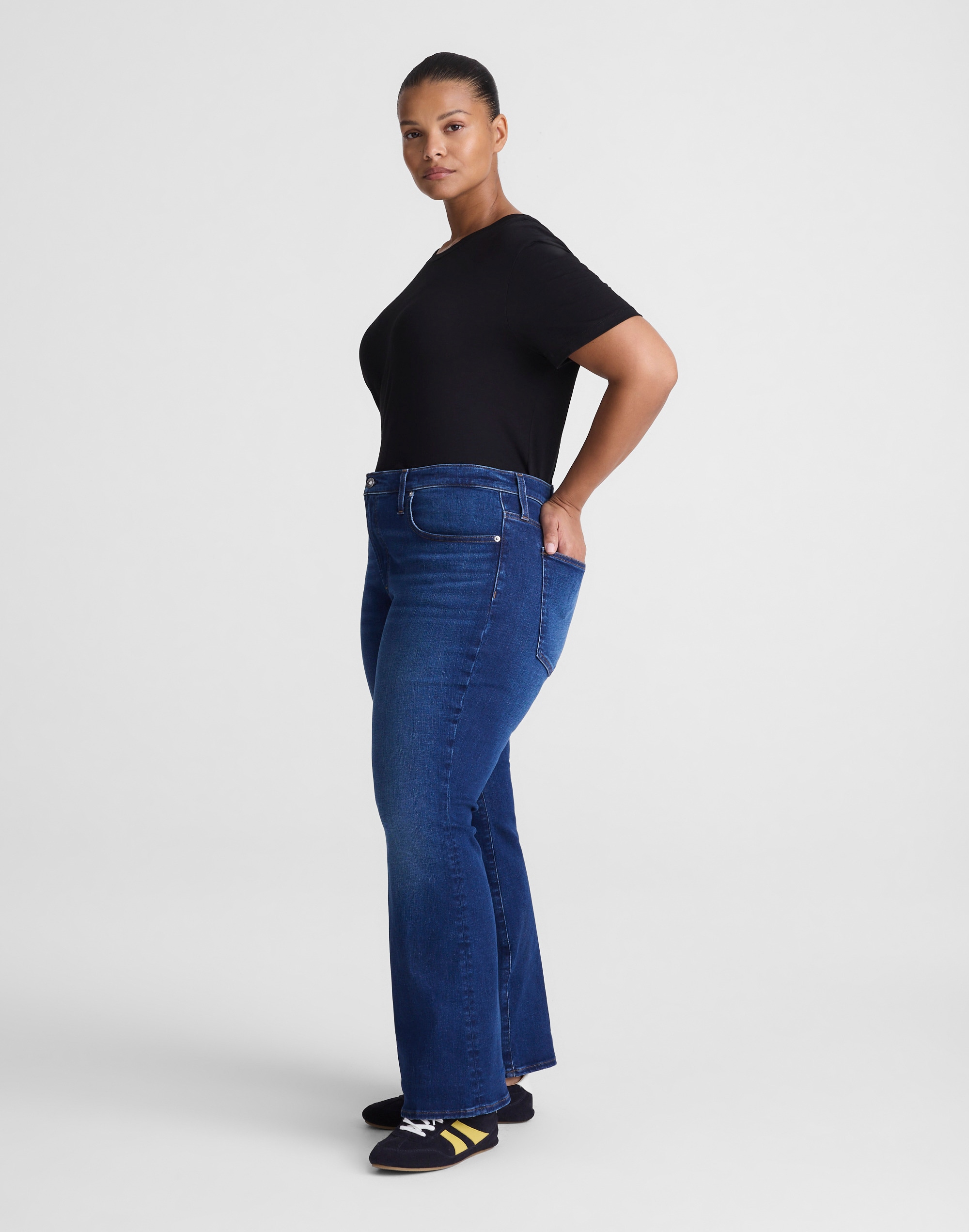 The Plus Flare Crop Jean in Super Stretch Denim