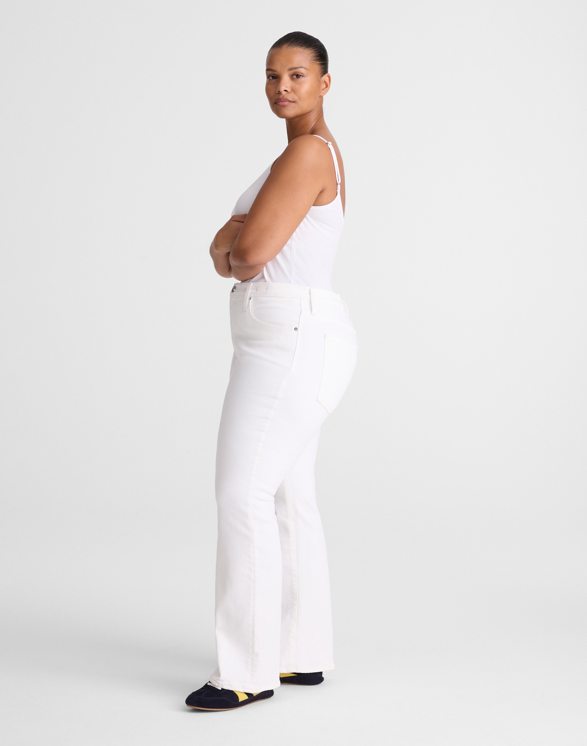 The Plus Curvy Flare Crop Jean in Super Stretch Denim