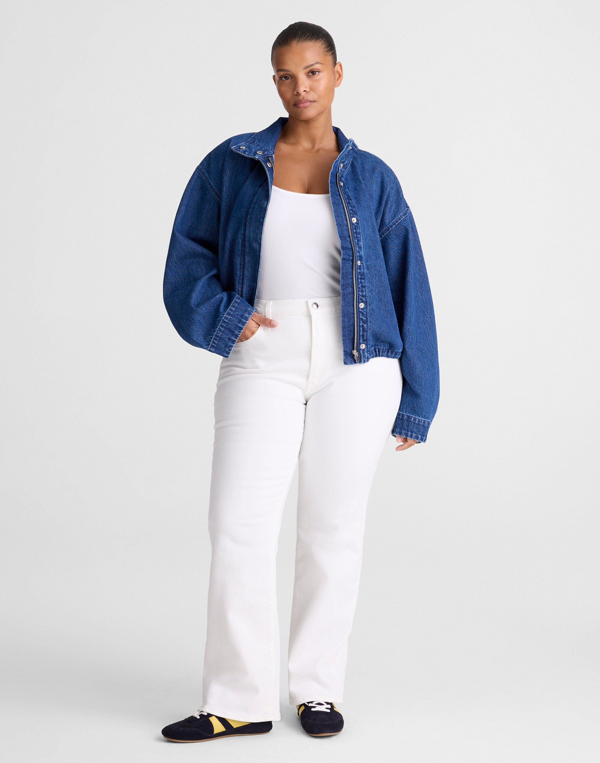 The Plus Curvy Flare Crop Jean in Super Stretch Denim