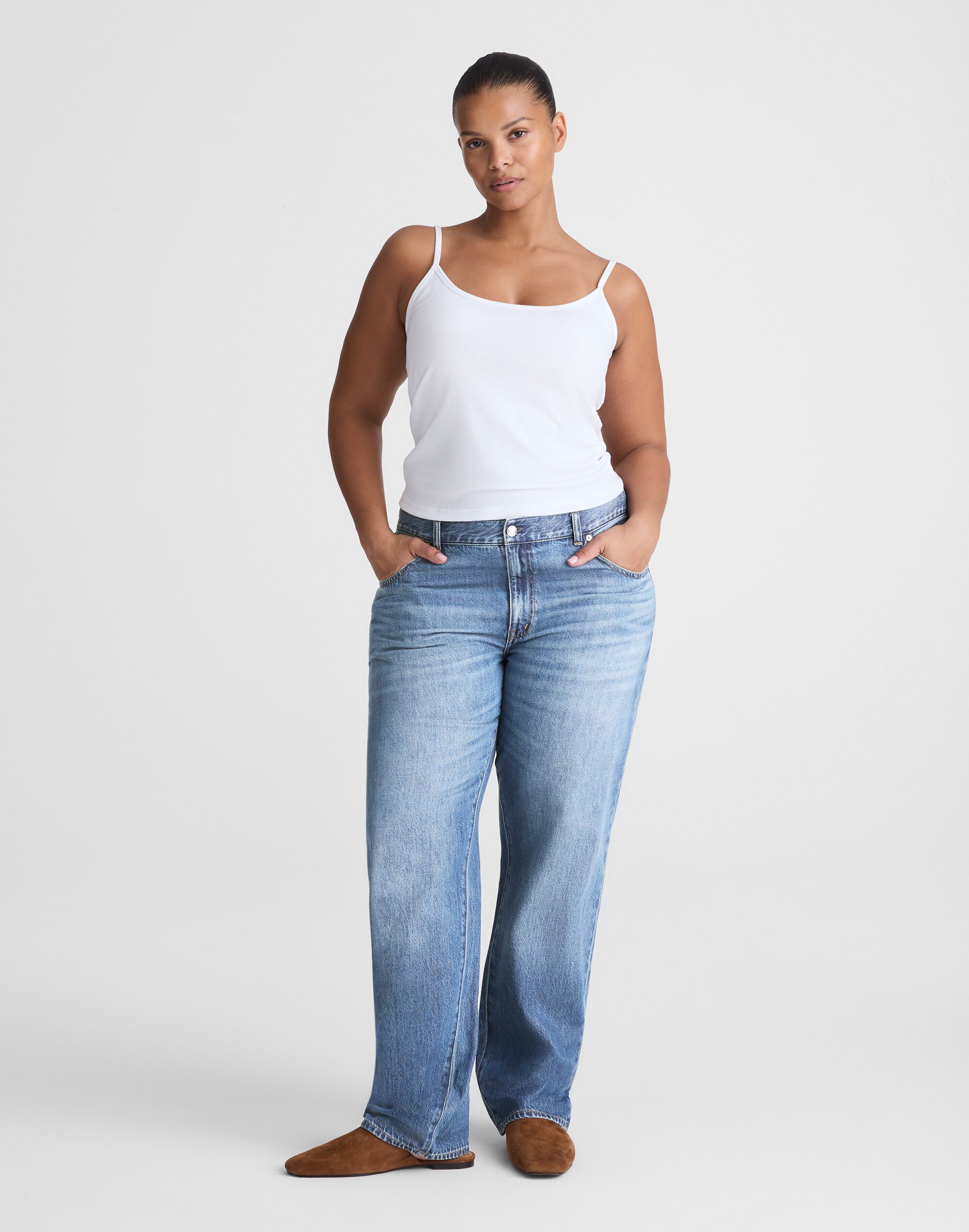 The Plus Curvy Dean Easy Straight Jean in Airy Denim