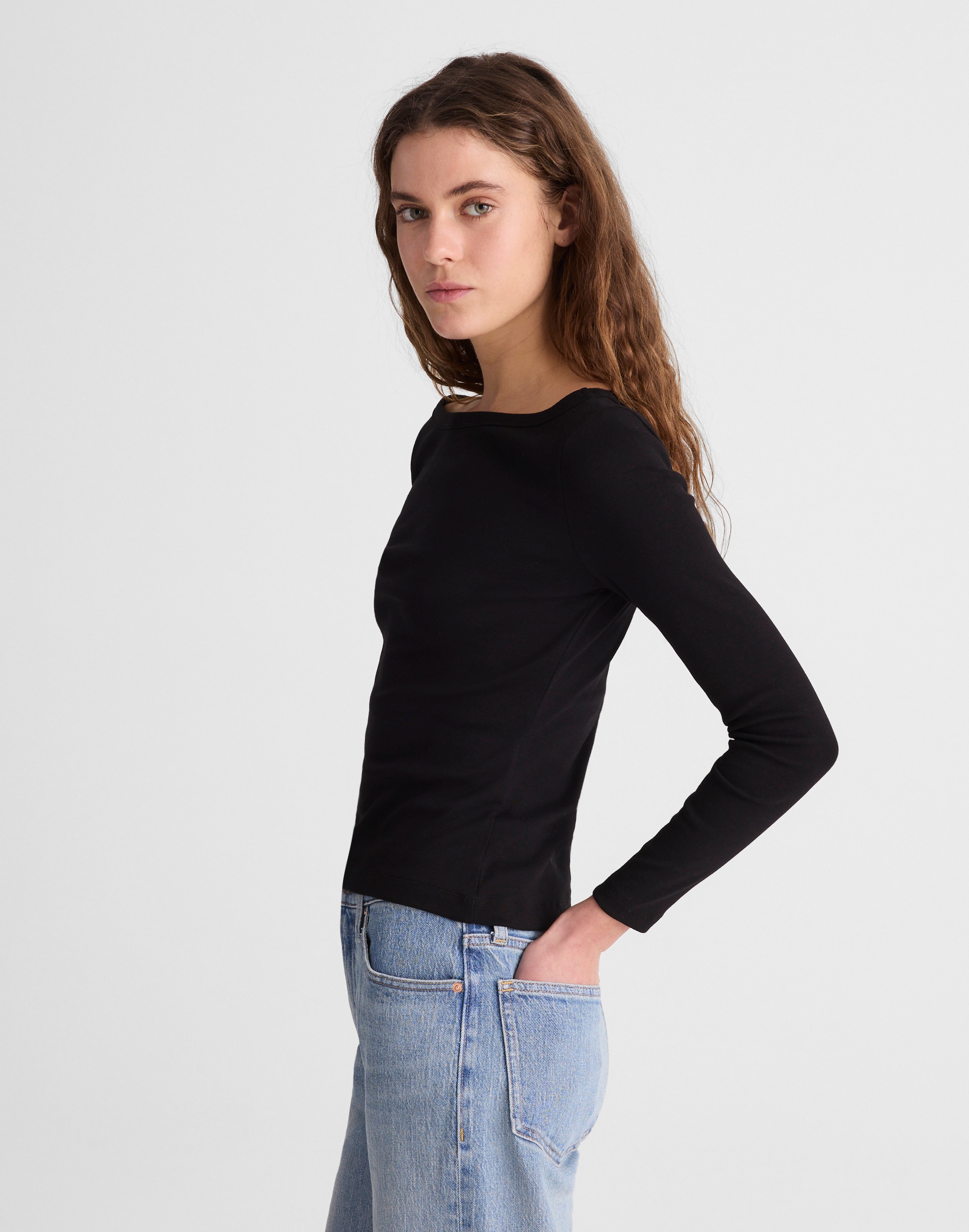 The '90s Boatneck Tee in Compact Cotton