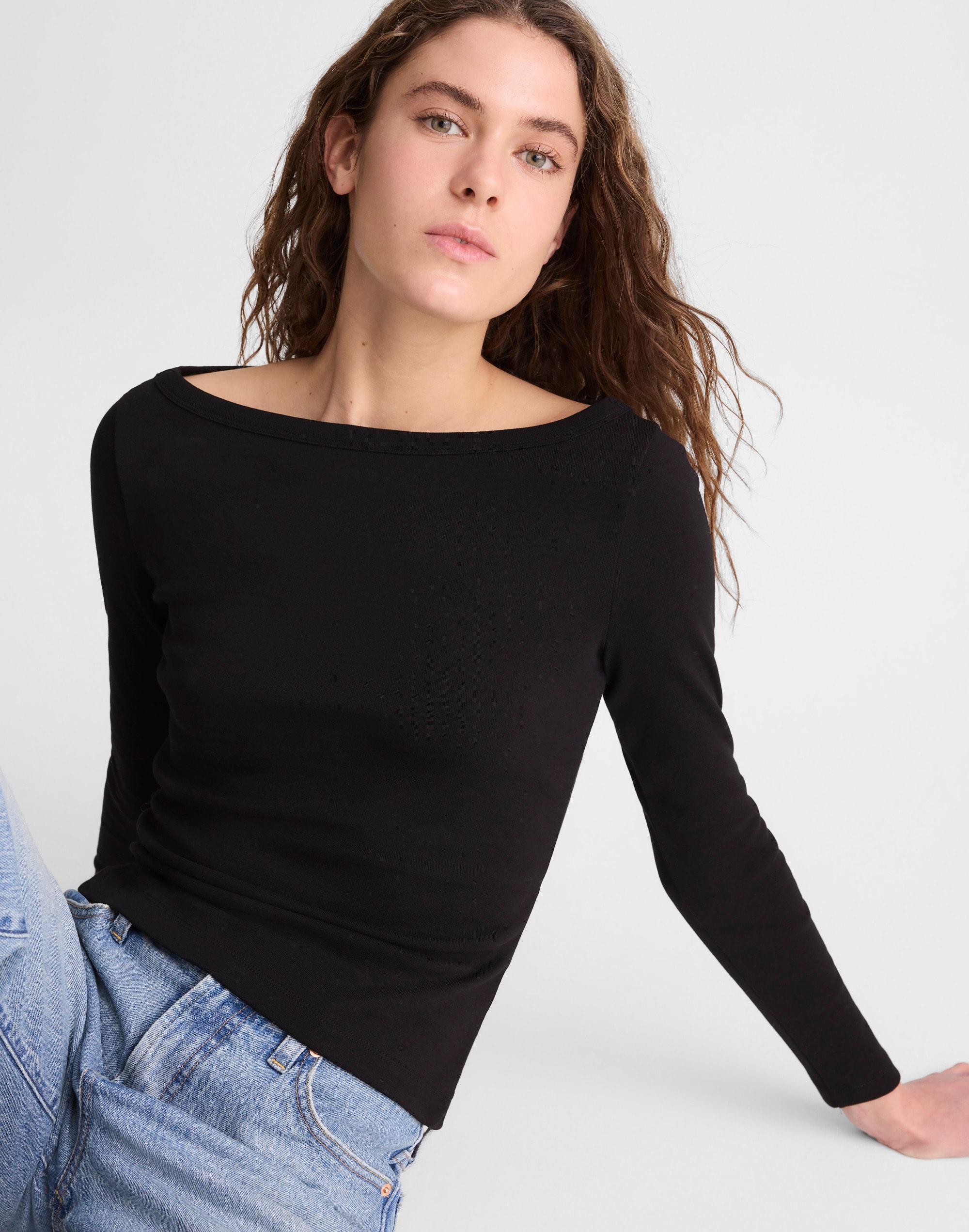 The '90s Boatneck Tee in Compact Cotton