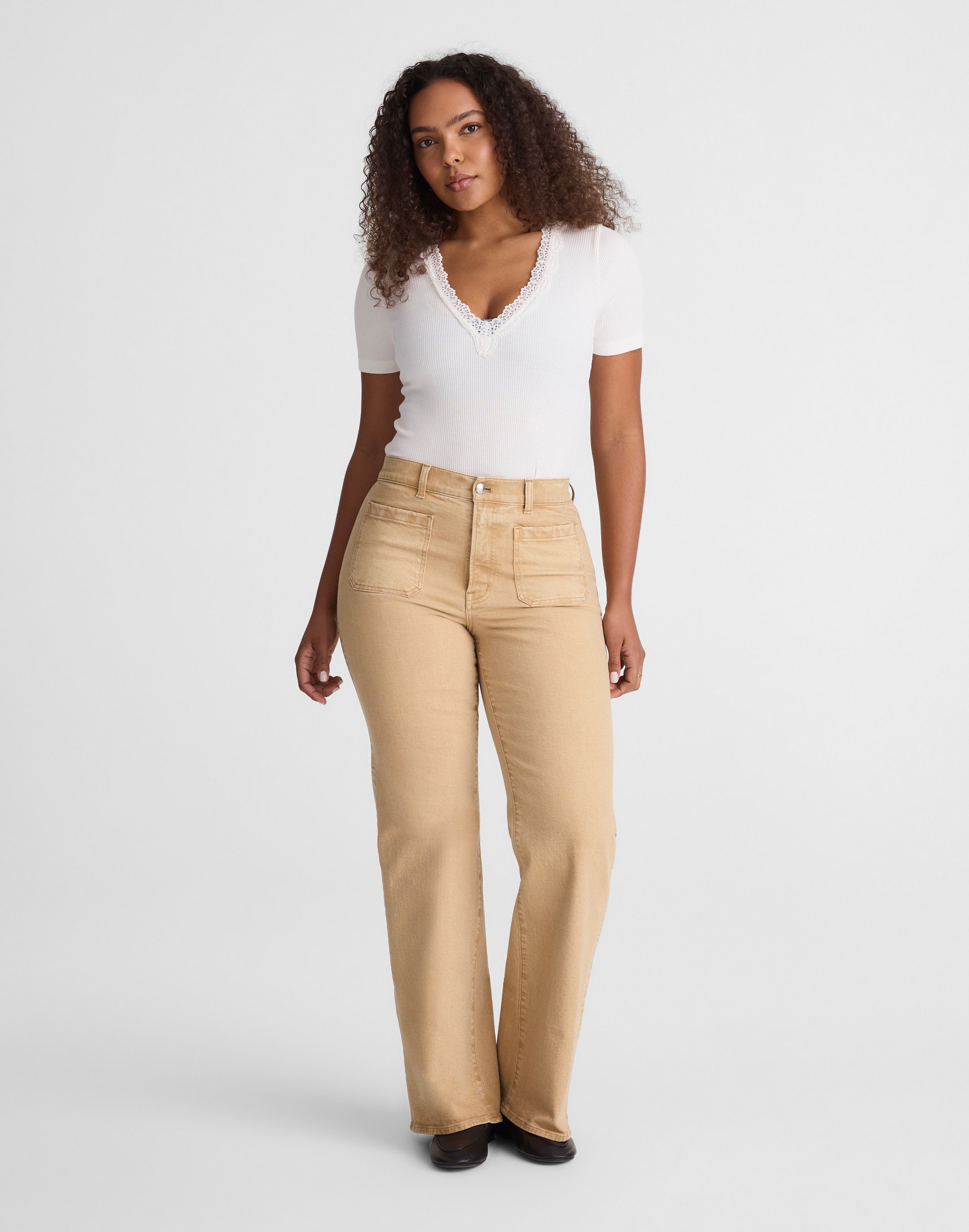 Madewell The Curvy Emmy Wide-leg Pant In Nude
