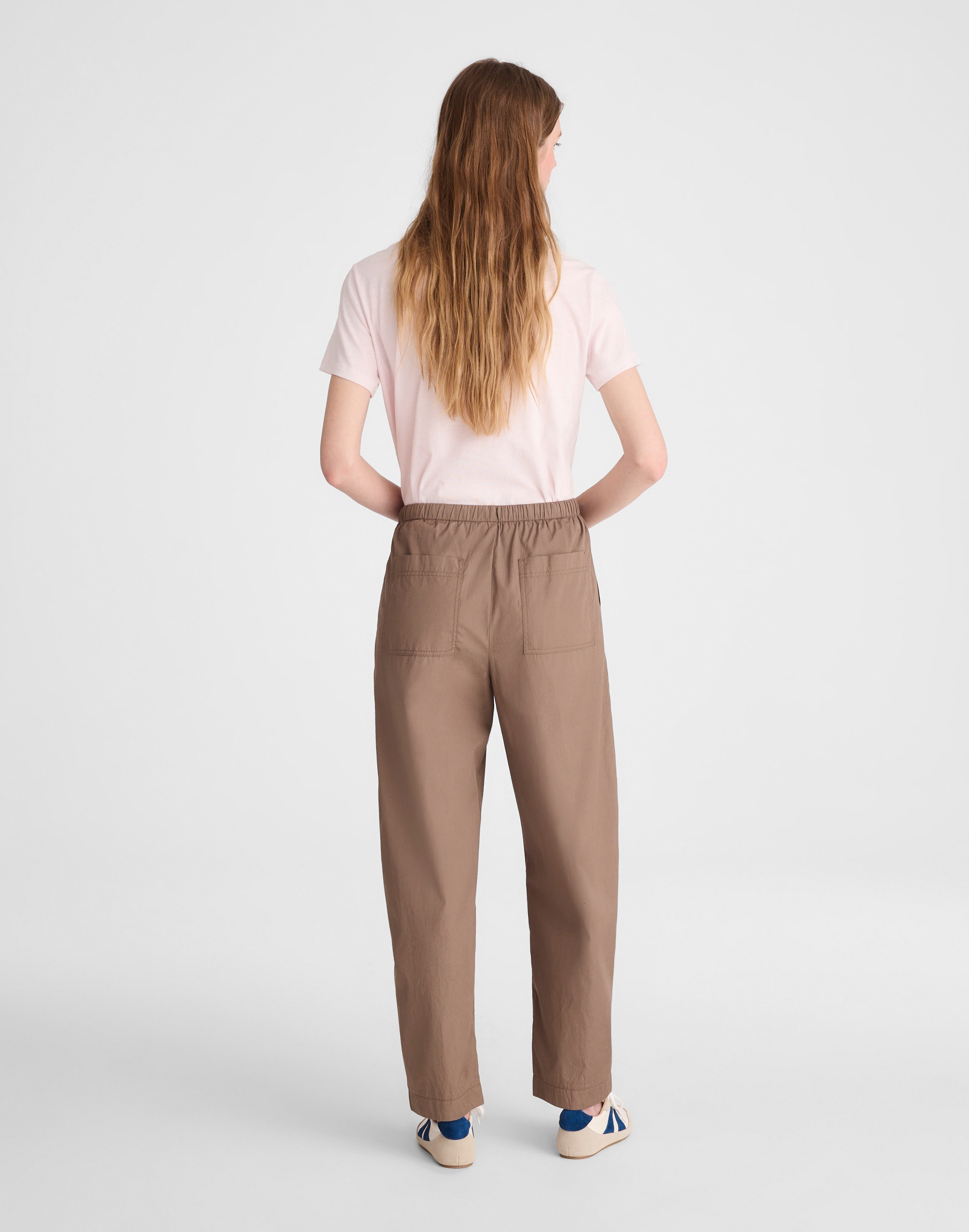 Pull-On Barrel-Leg Utility Pants in Poplin