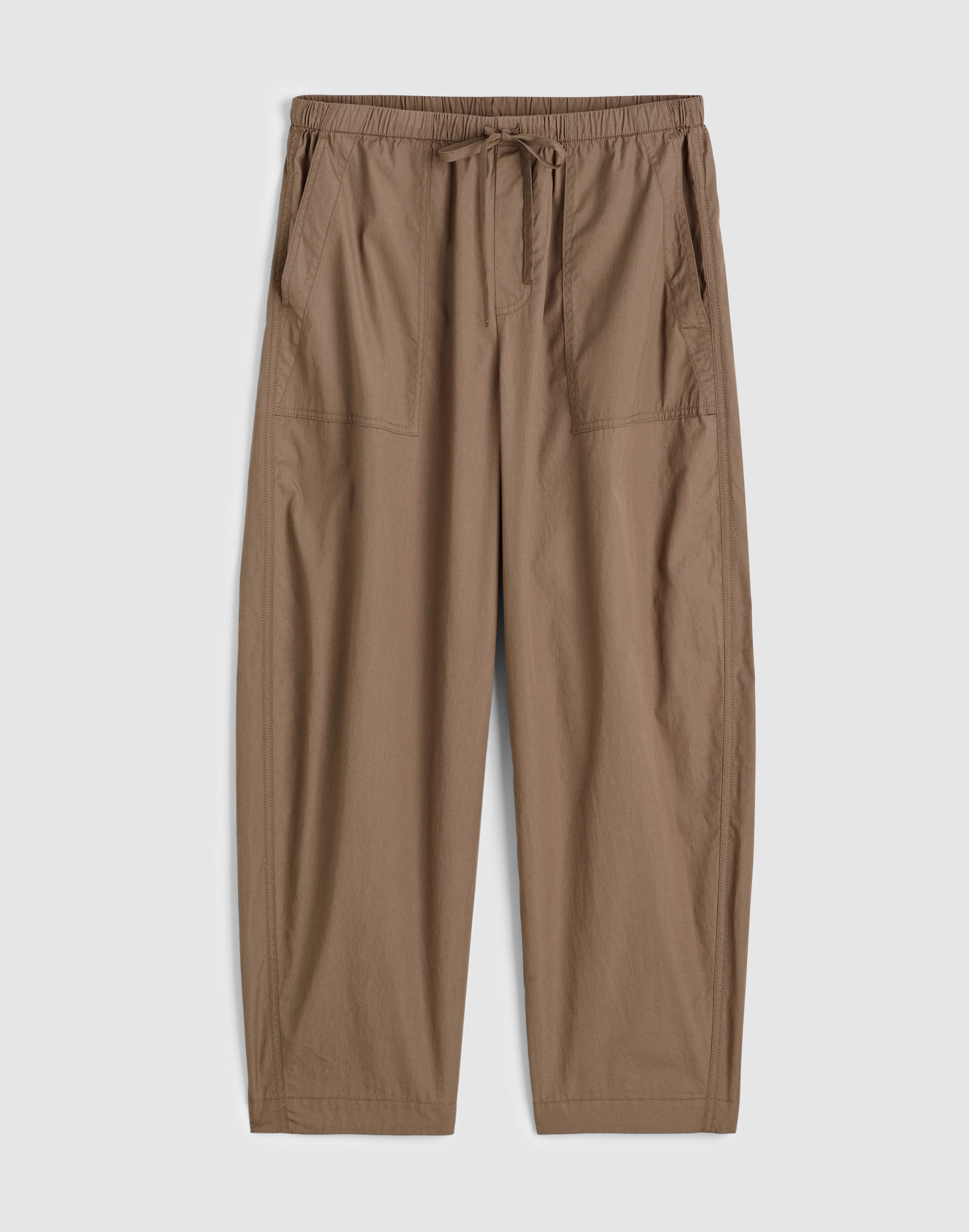 Pull-On Barrel-Leg Utility Pants in Poplin