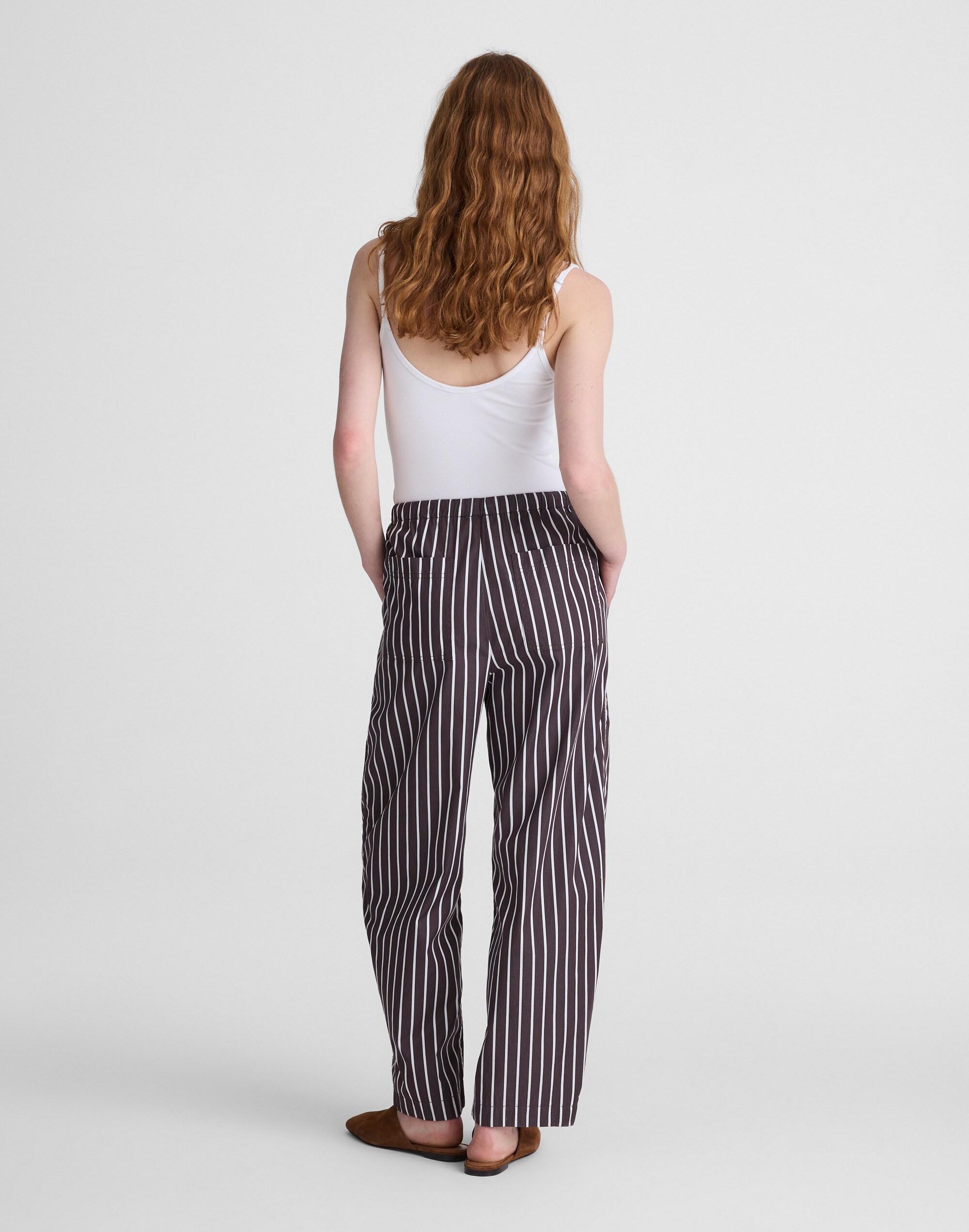 Pull-On Barrel-Leg Utility Pants in Poplin