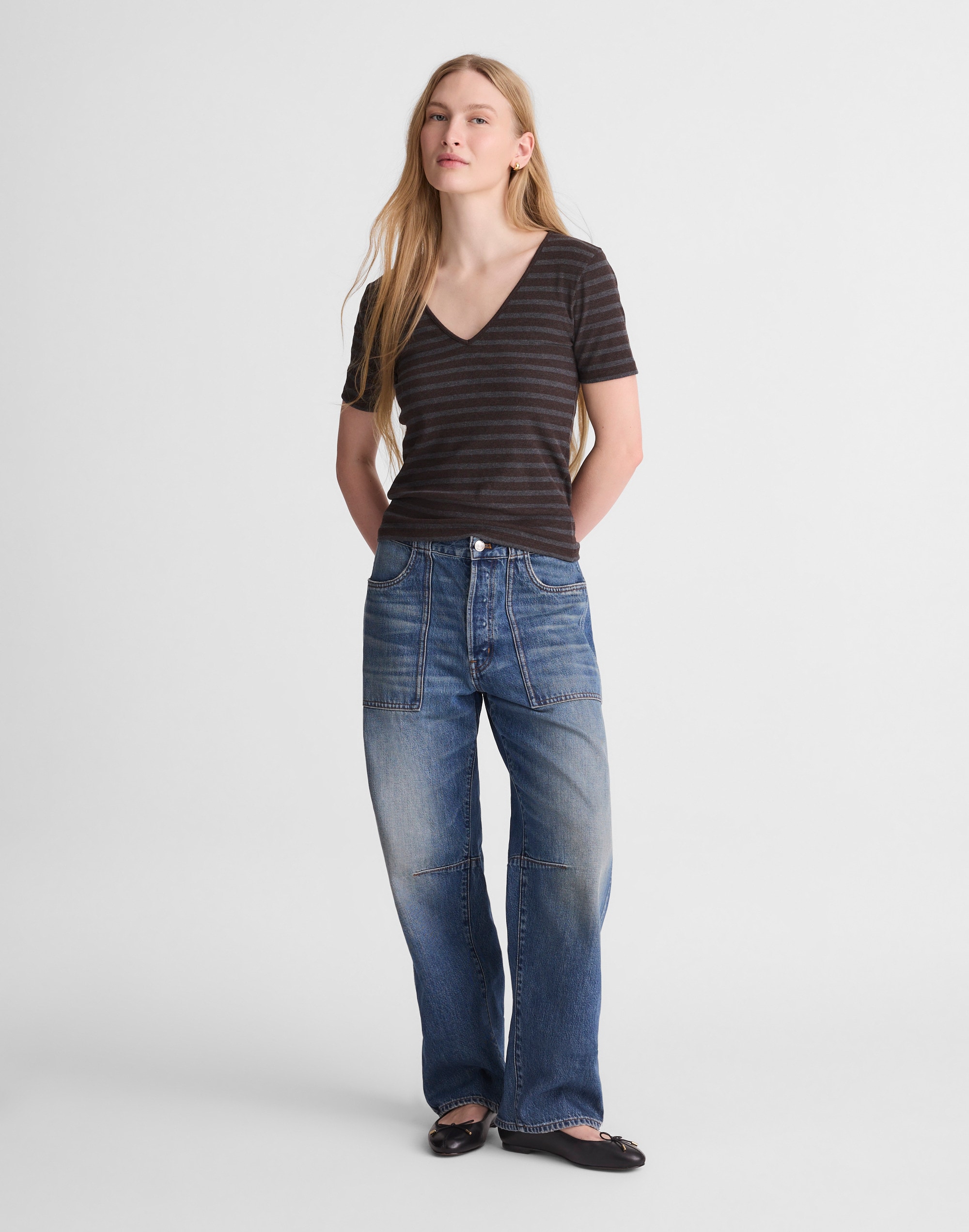 The 9-9 V-Neck Tee in LuxeRib