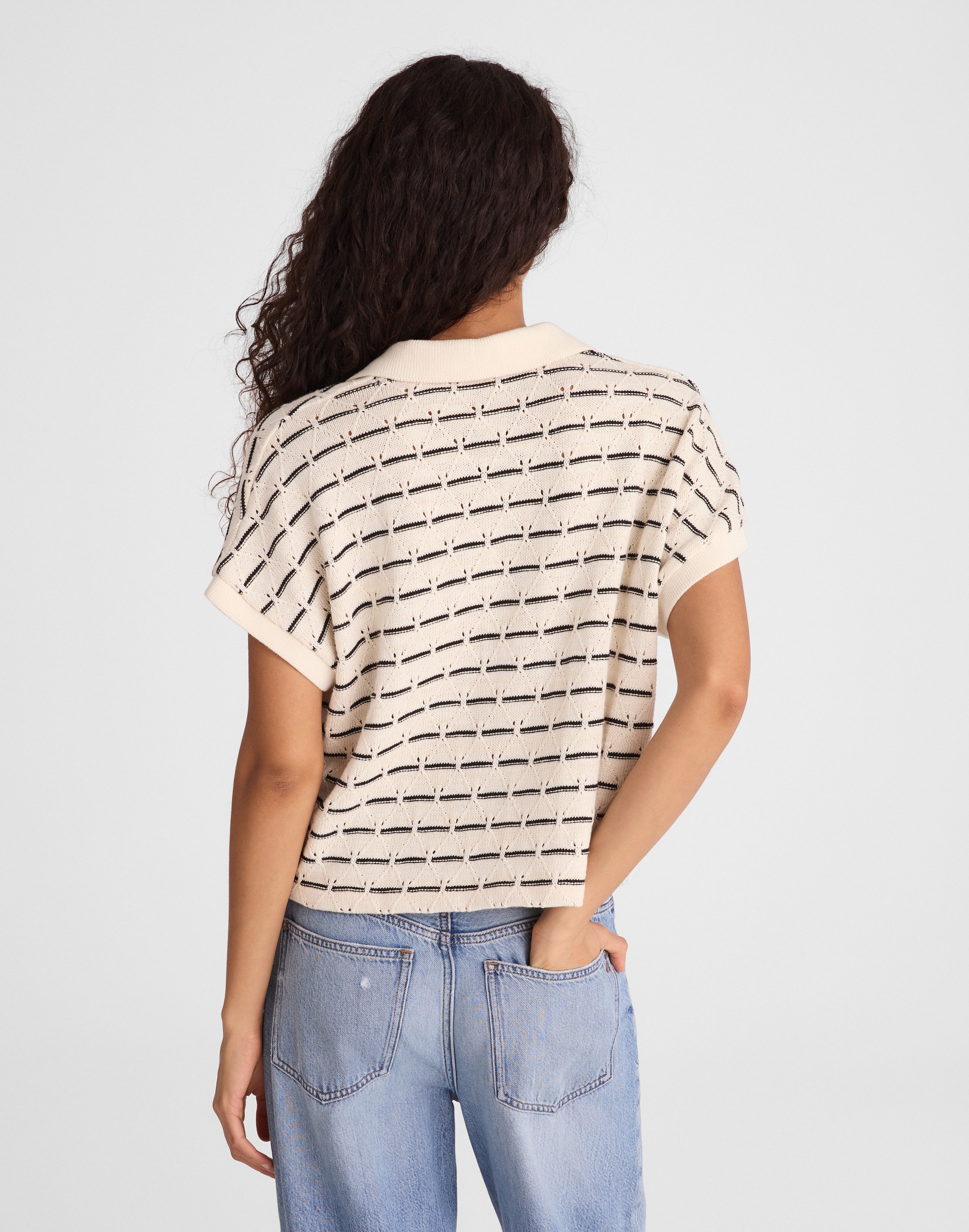 Diamond-Knit Relaxed Polo Shirt