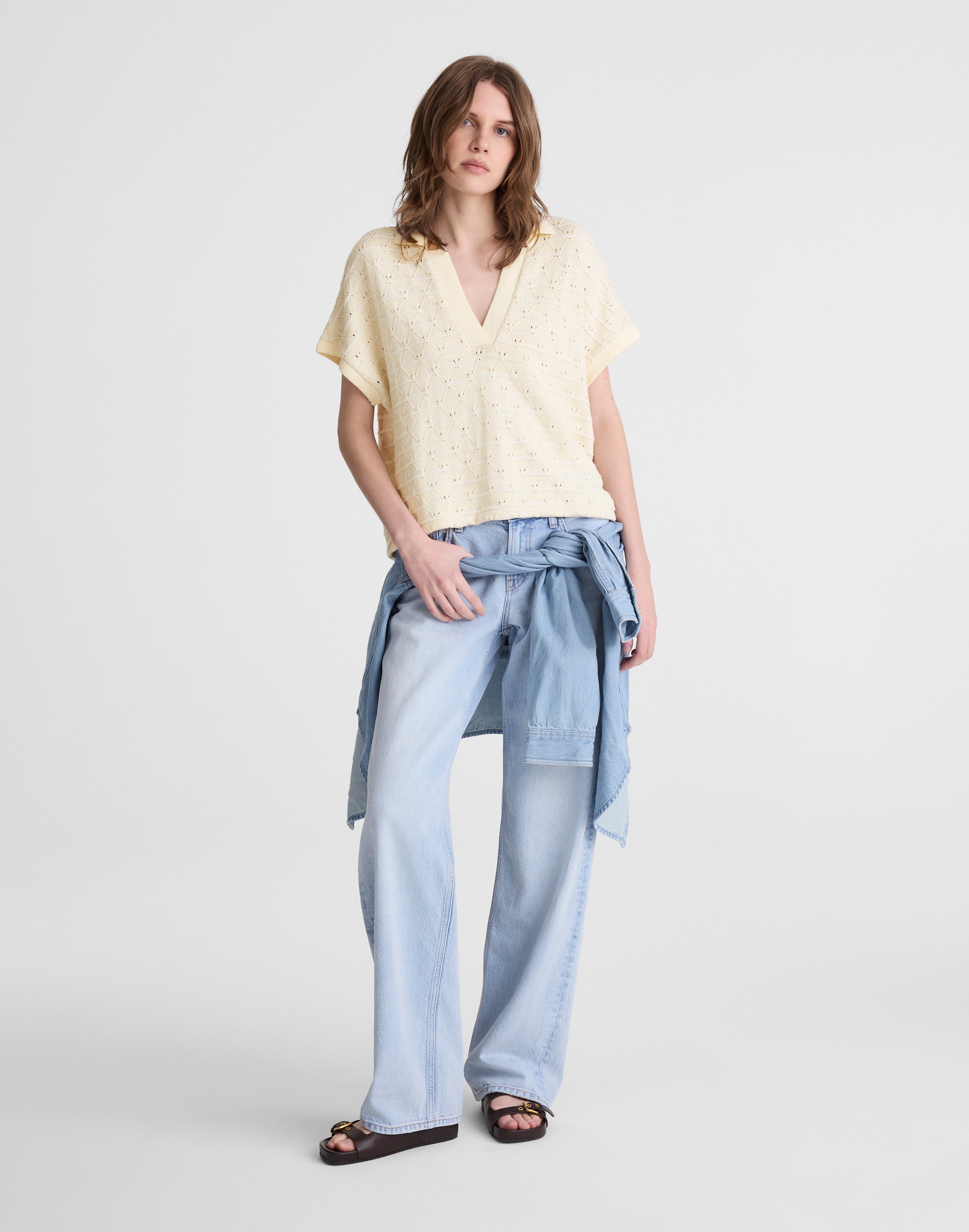 Diamond-Knit Relaxed Polo Shirt