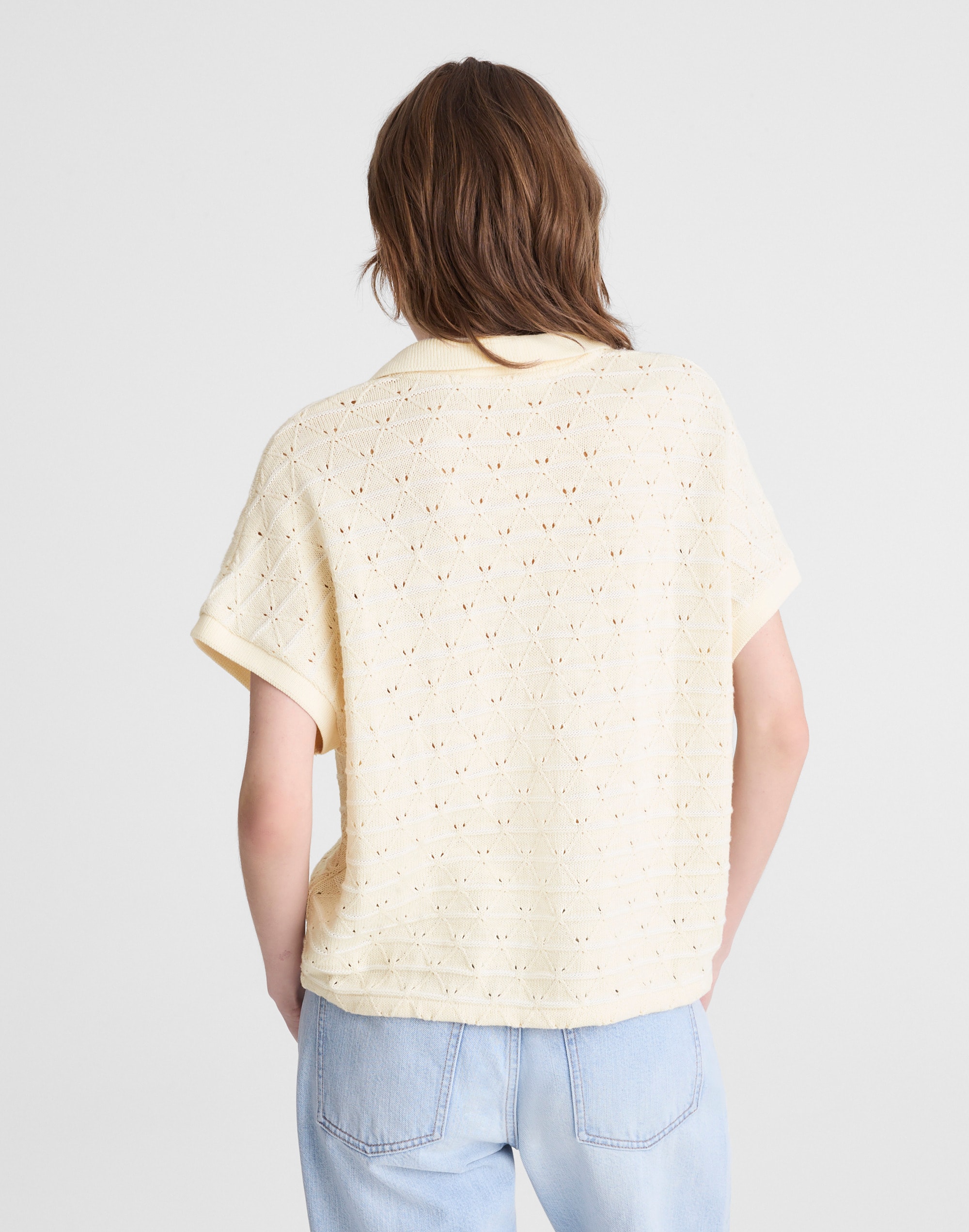 Diamond-Knit Relaxed Polo Shirt