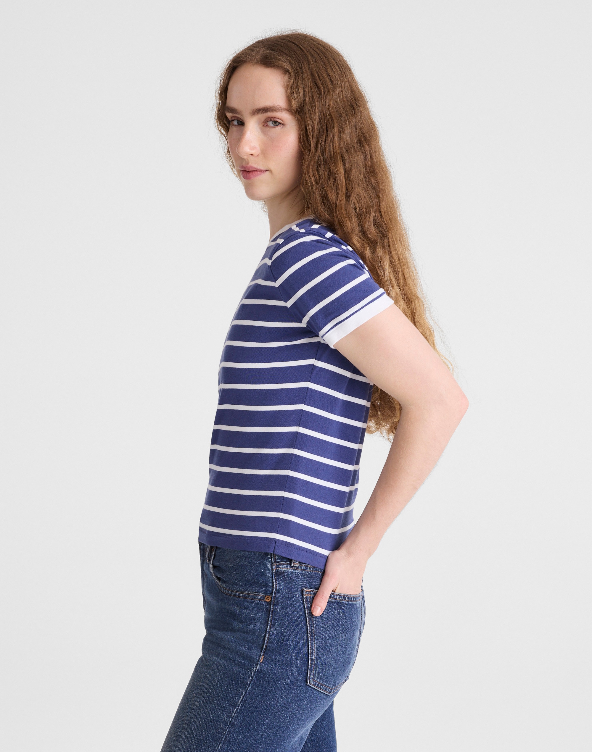 The Perfect Crewneck Baby Tee in Allday Jersey