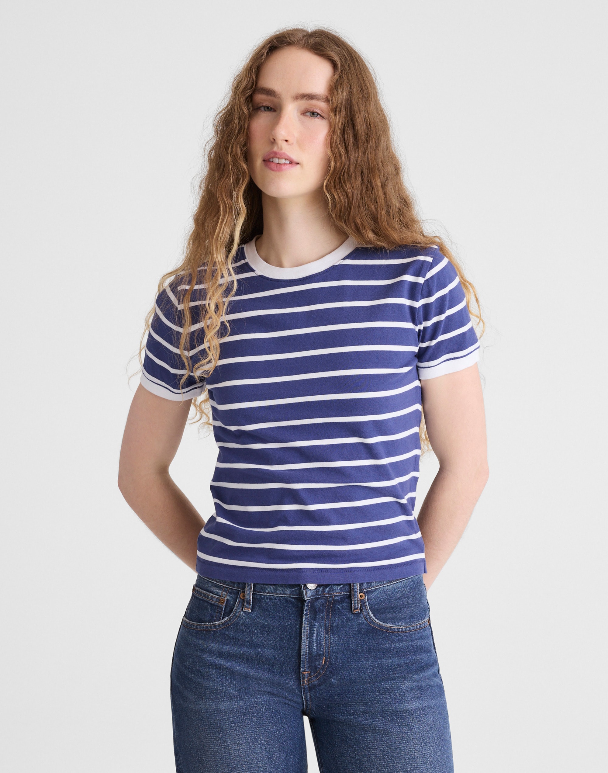 Madewell The Perfect Crewneck Baby Tee In Blue